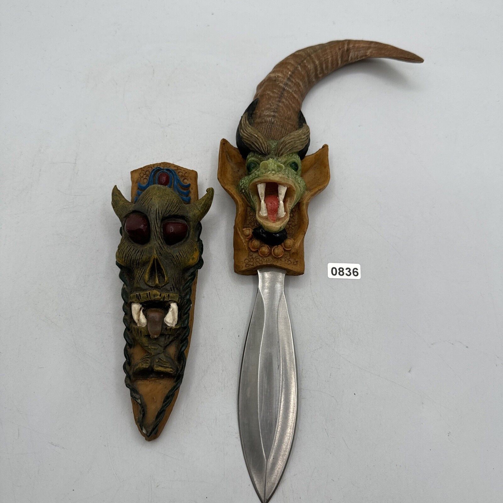 VTG Evil Goblin / Troll - Dagger / Knife with Dragon Snake Engravings on Sheath VTG Evil Goblin / Troll - Dagger / Knife with Dragon Snake Engravings on Sheath