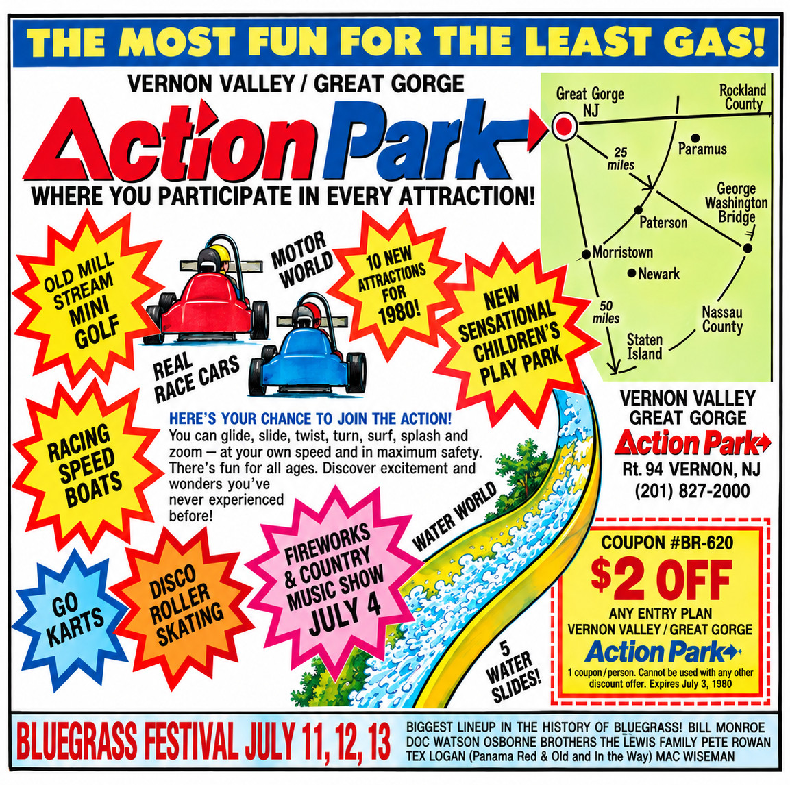 Vintage Action Amusement Park Ad Magnet - Vernon Valley, New Jersey