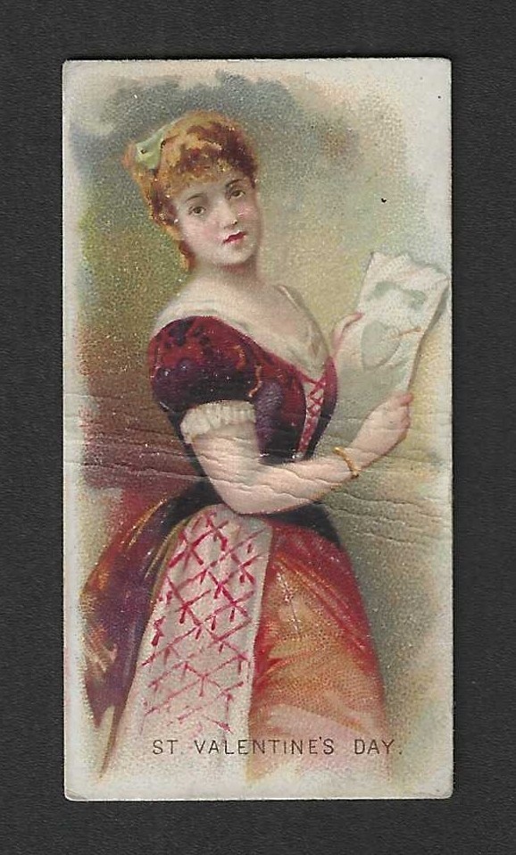 c1880\'s N80 Duke Cigarettes Tobacco Card - Holidays Series - St. Valentine\'s Day