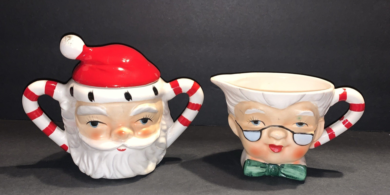 Vintage Lefton Mr And Mrs Claus Creamer and Sugar Bowl Lid Vintage Lefton Mr And Mrs Claus Creamer and Sugar Bowl Lid