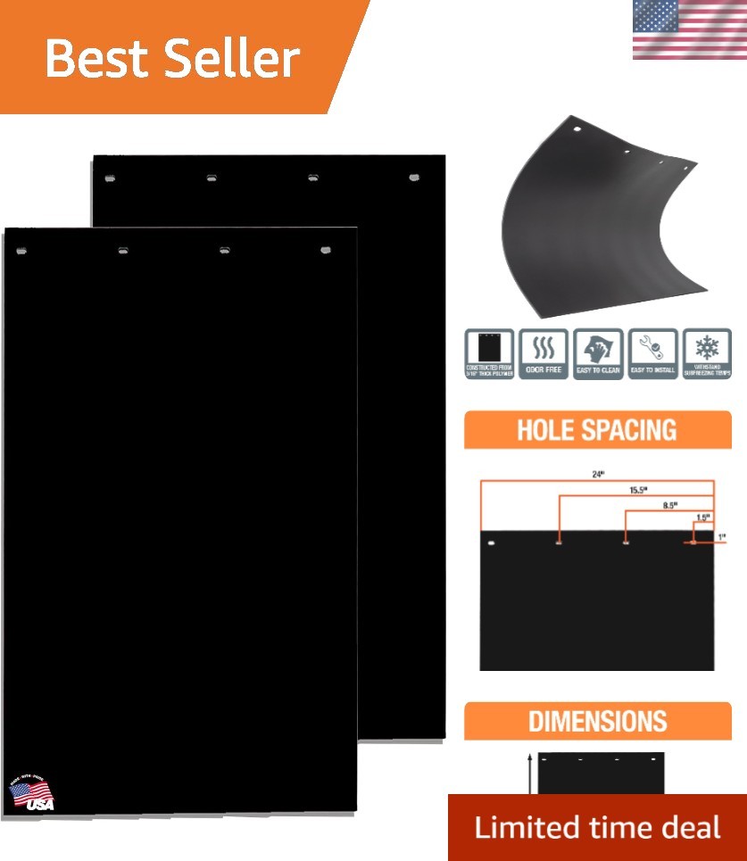 RC36PPB Black Polymer Mud Flaps, 24x36 Inch, Super Durable, Cold Weather Resi...
