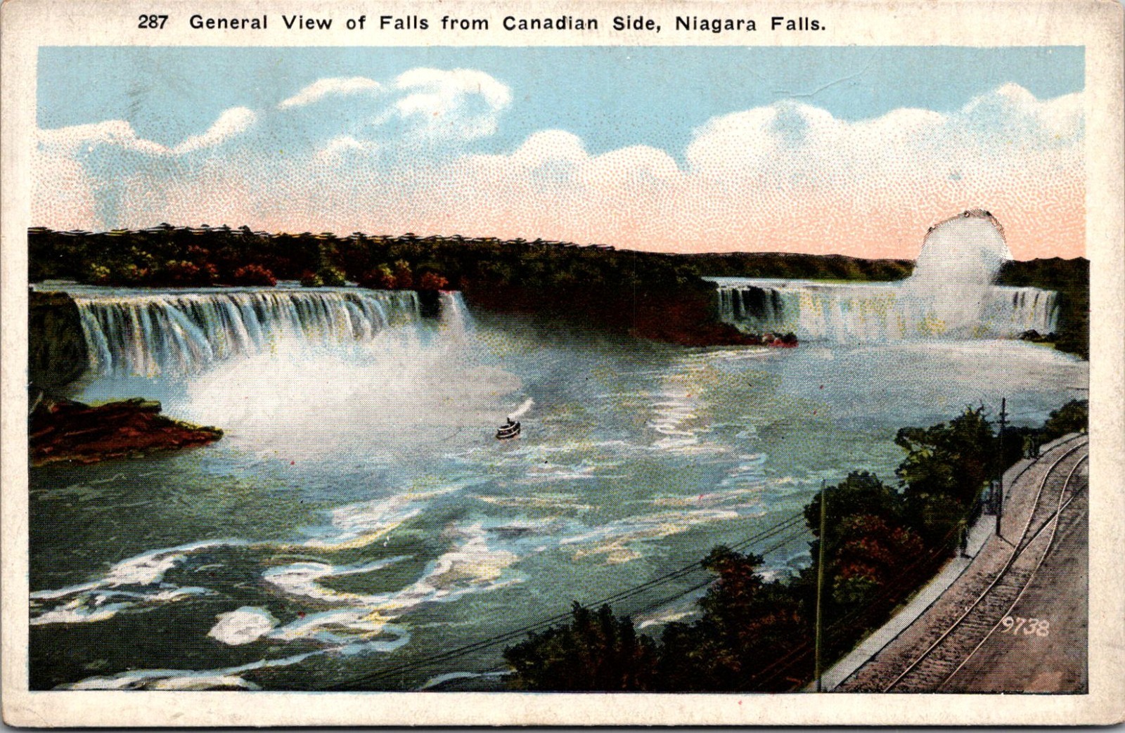 General View Of Falls From Canadian Side Niagara Falls Vintage Postcard TP13-6