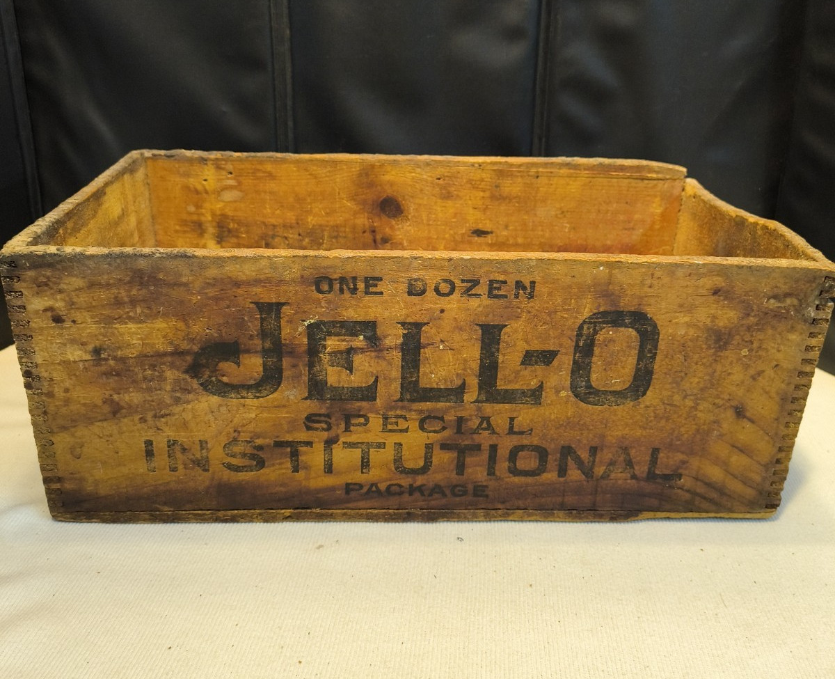 RARE Antique Jell-O, Wood Box/Crate, Special Institutional Package, One Dozen