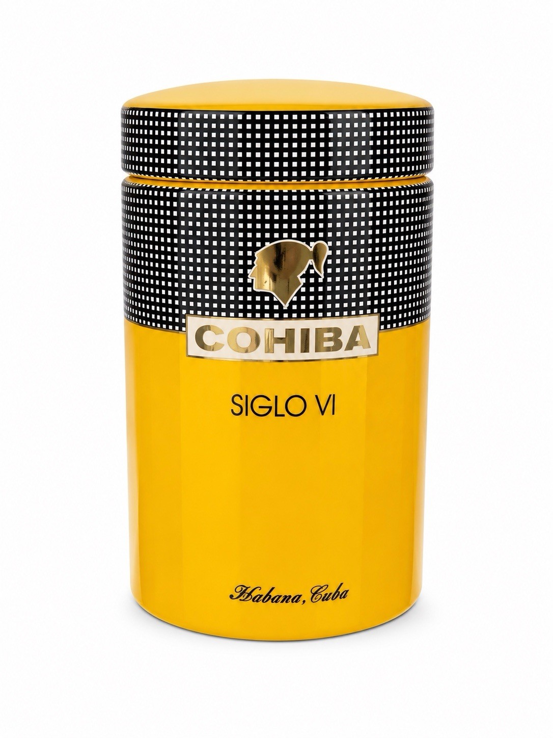 Ceramic Humidor Cigar Jar, Yellow and Black