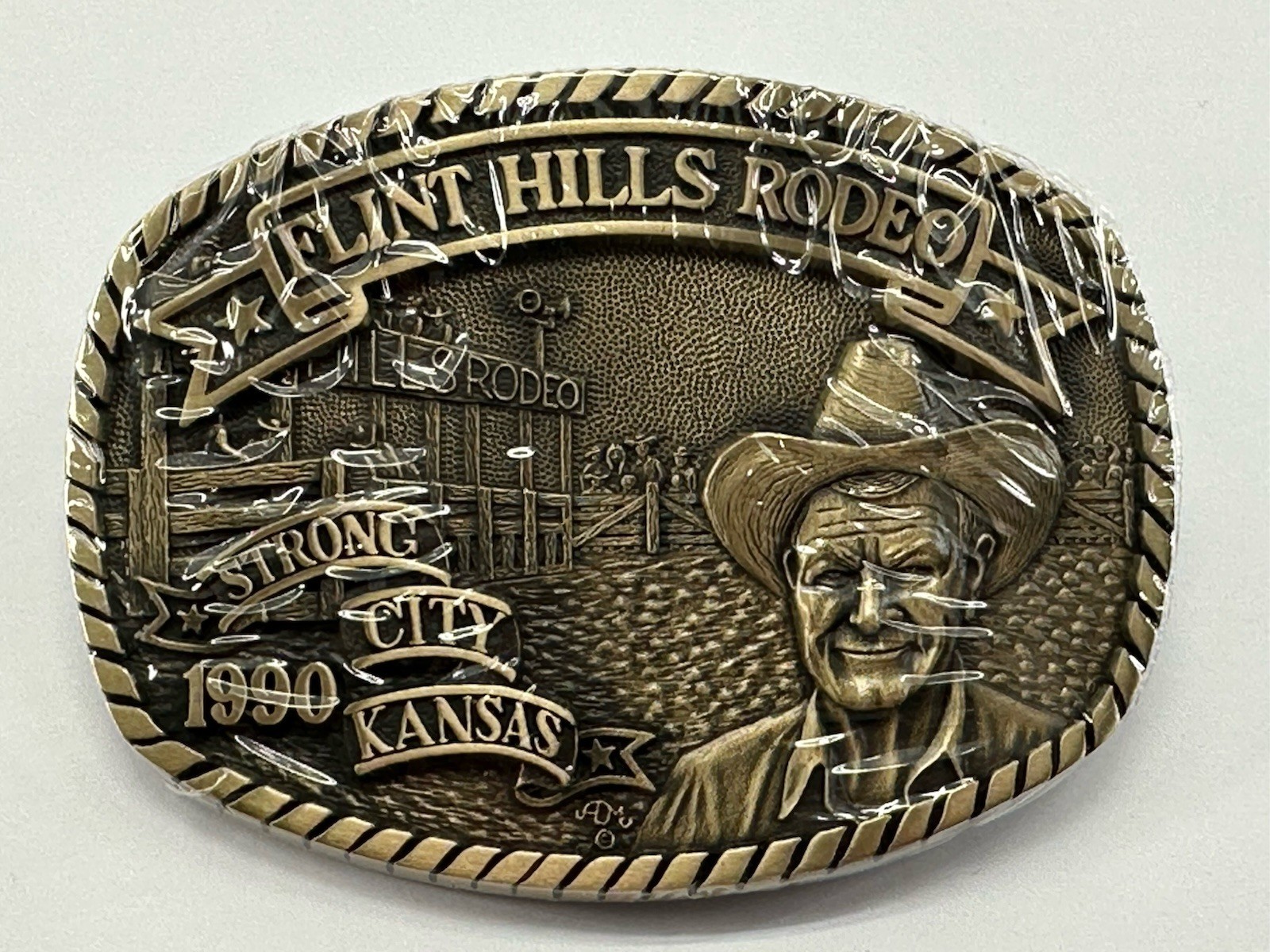 1990 Flint Hills Rodeo Strong City KS EC Roberts Limited Ed. Belt Buckle Sealed