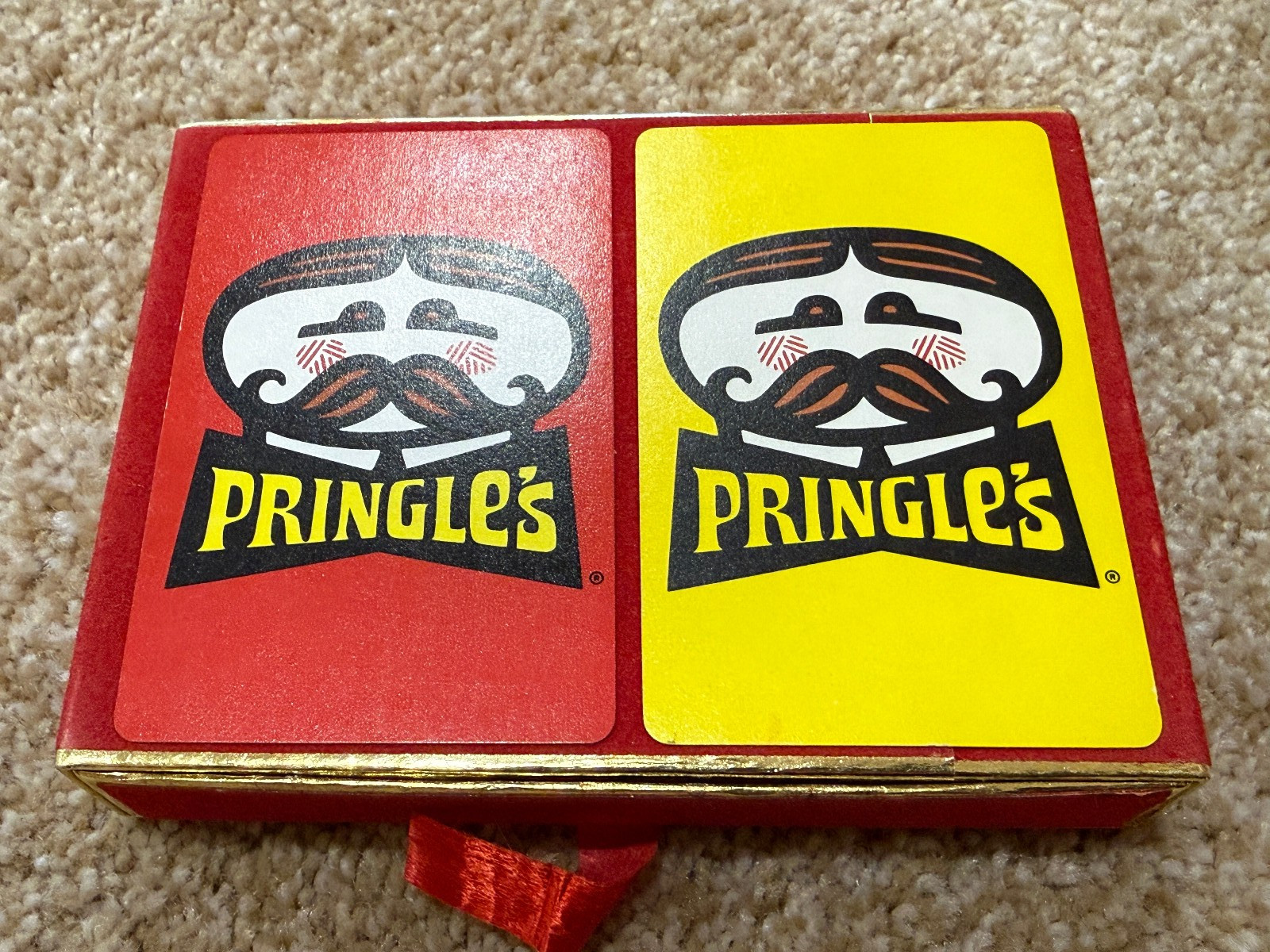 Vintage Pringle\'s 2 Deck Red & Yellow 1970s Playing Cards In Box - Excellent Vintage Pringle\'s 2 Deck Red & Yellow 1970s Playing Cards In Box - Excellent