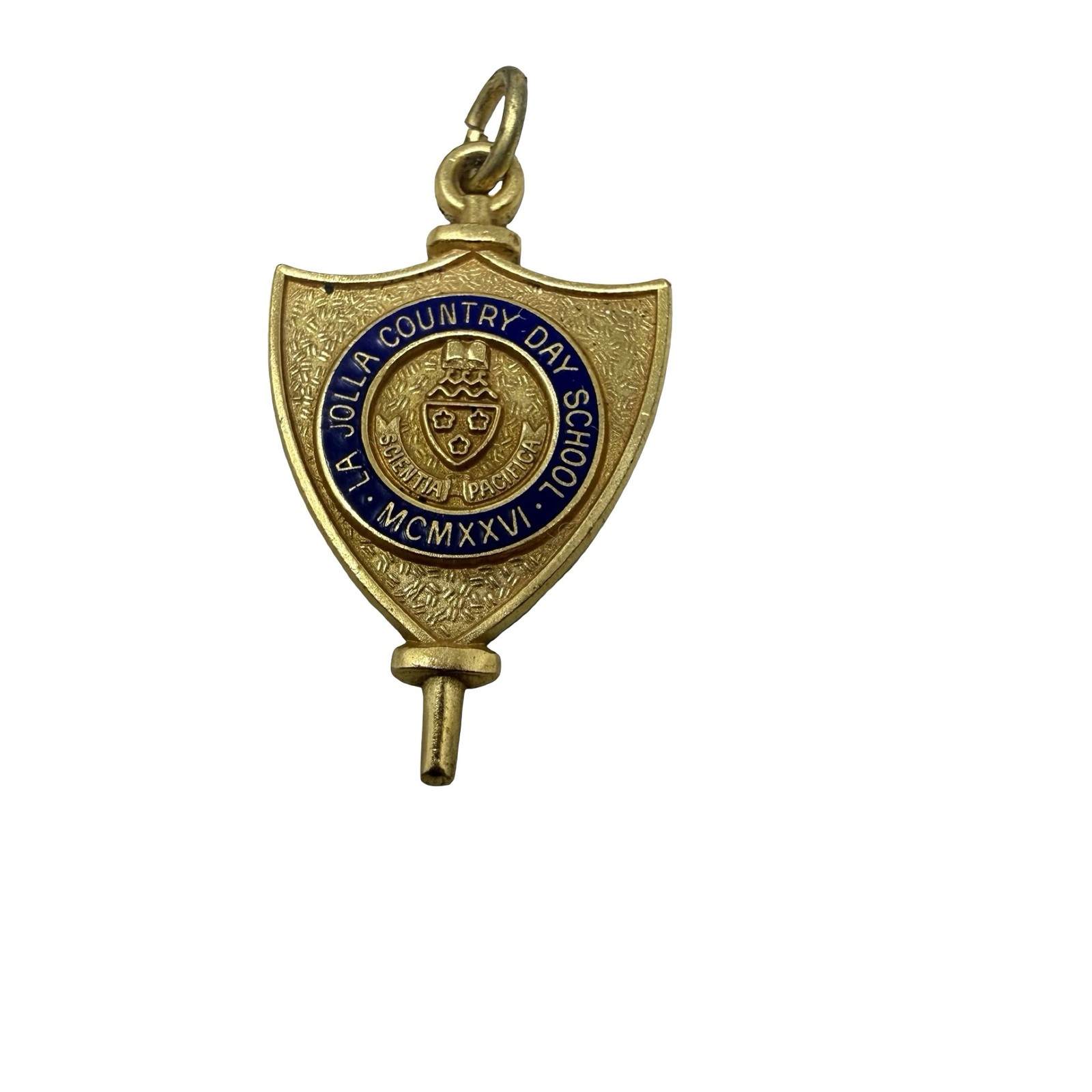VTG Jostens La Jolla Country Day School Charm Gold Blue Enamel