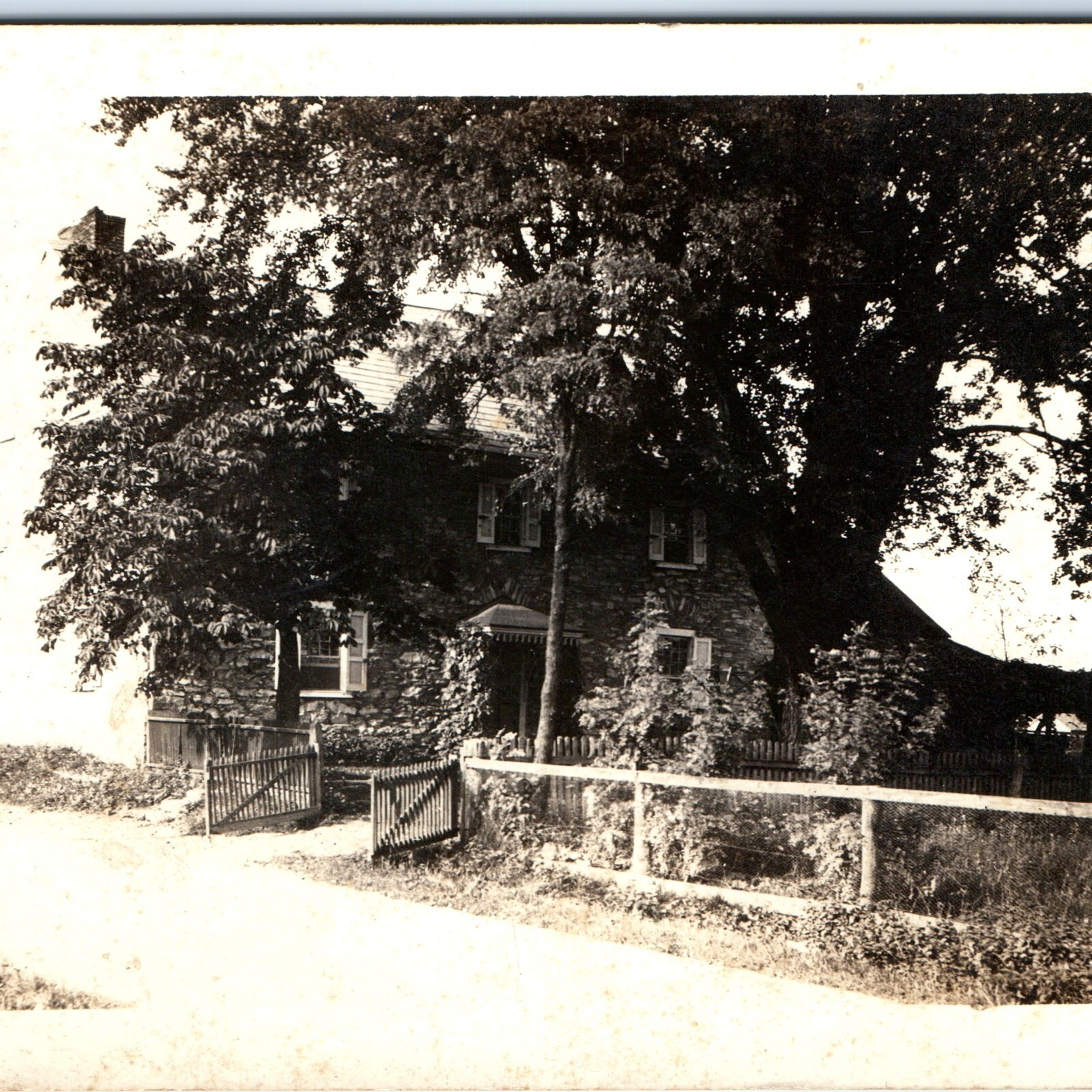 c1910s Stone Colonial House Homestead RPPC Real Photo Postcard Old Brick Home