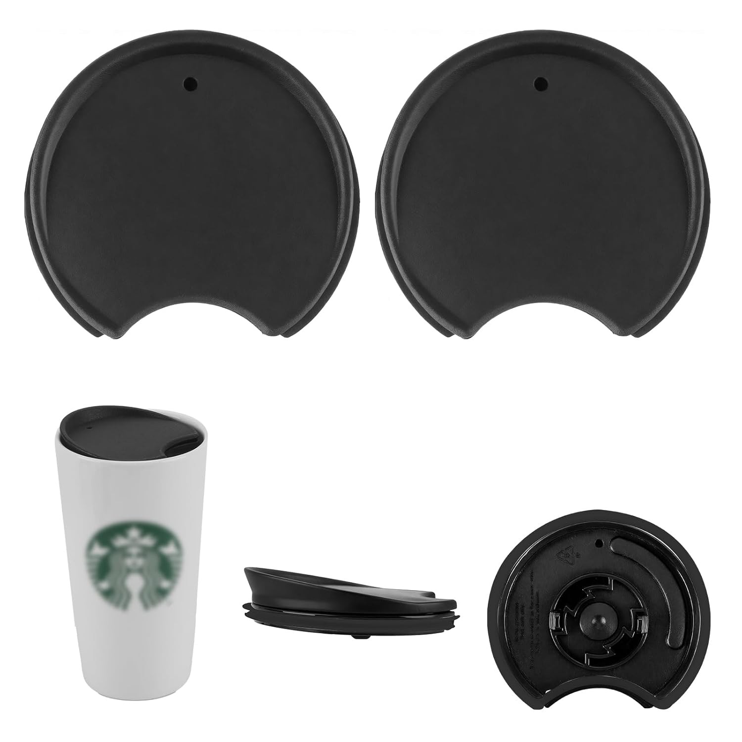 Starbucks Replacement Cup Lids 10oz 12oz 16oz Black 2PCS Compatible