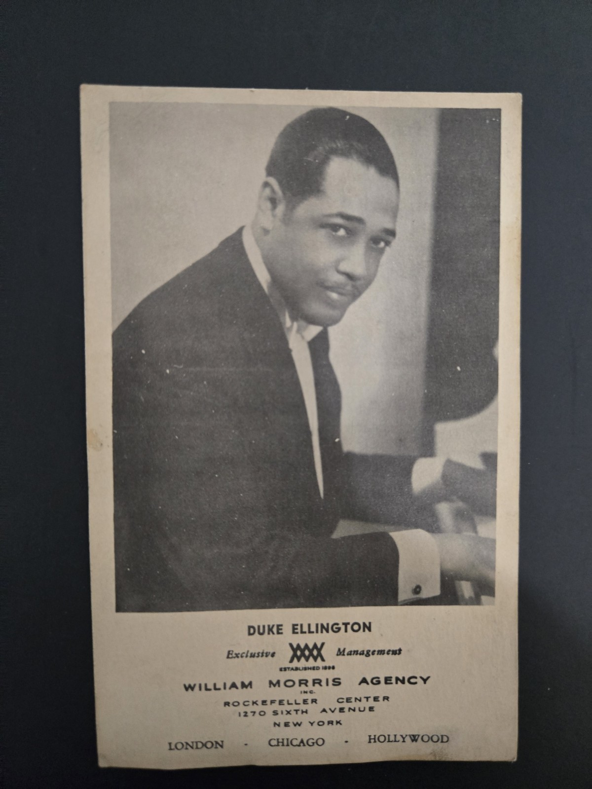 Vintage DUKE ELLINGTON PROMOTIONAL PHOTOGRAPH WILLIAM MORRIS AGENCY Vintage DUKE ELLINGTON PROMOTIONAL PHOTOGRAPH WILLIAM MORRIS AGENCY