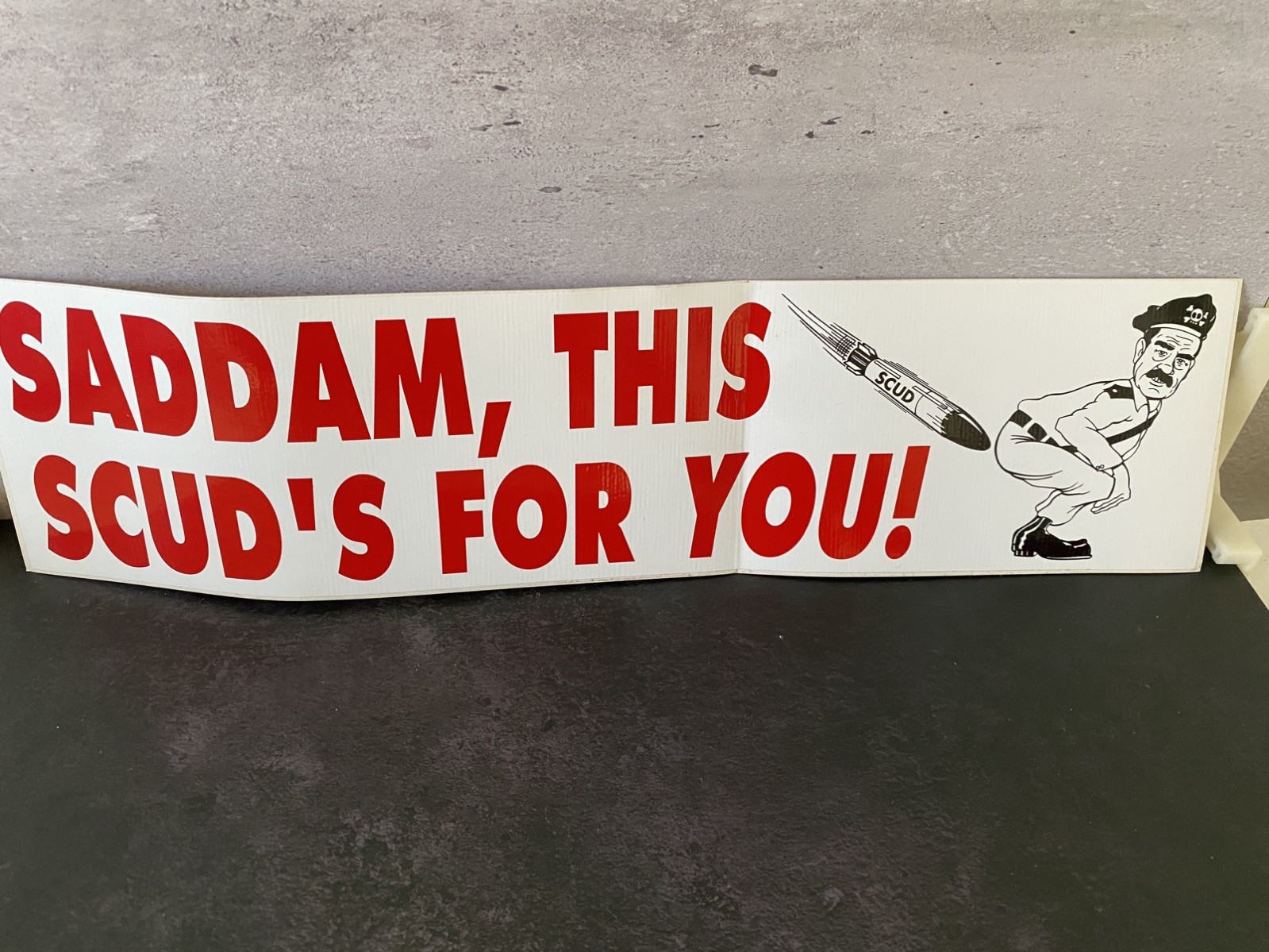 Vintage Desert Storm Saddam Hussein Bumper Sticker Patriotic Scud Missile Vintage Desert Storm Saddam Hussein Bumper Sticker Patriotic Scud Missile