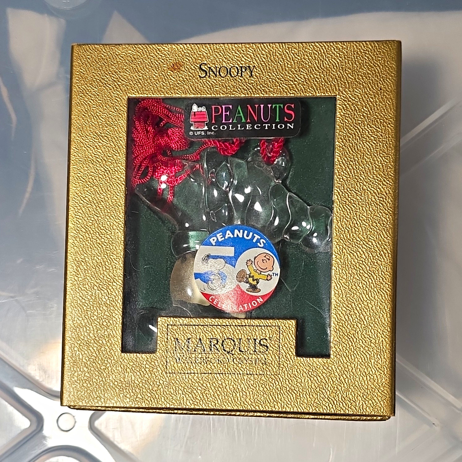 Marquis Snoopy Peanuts Collection Clear Crystal Hanging Christmas Ornament