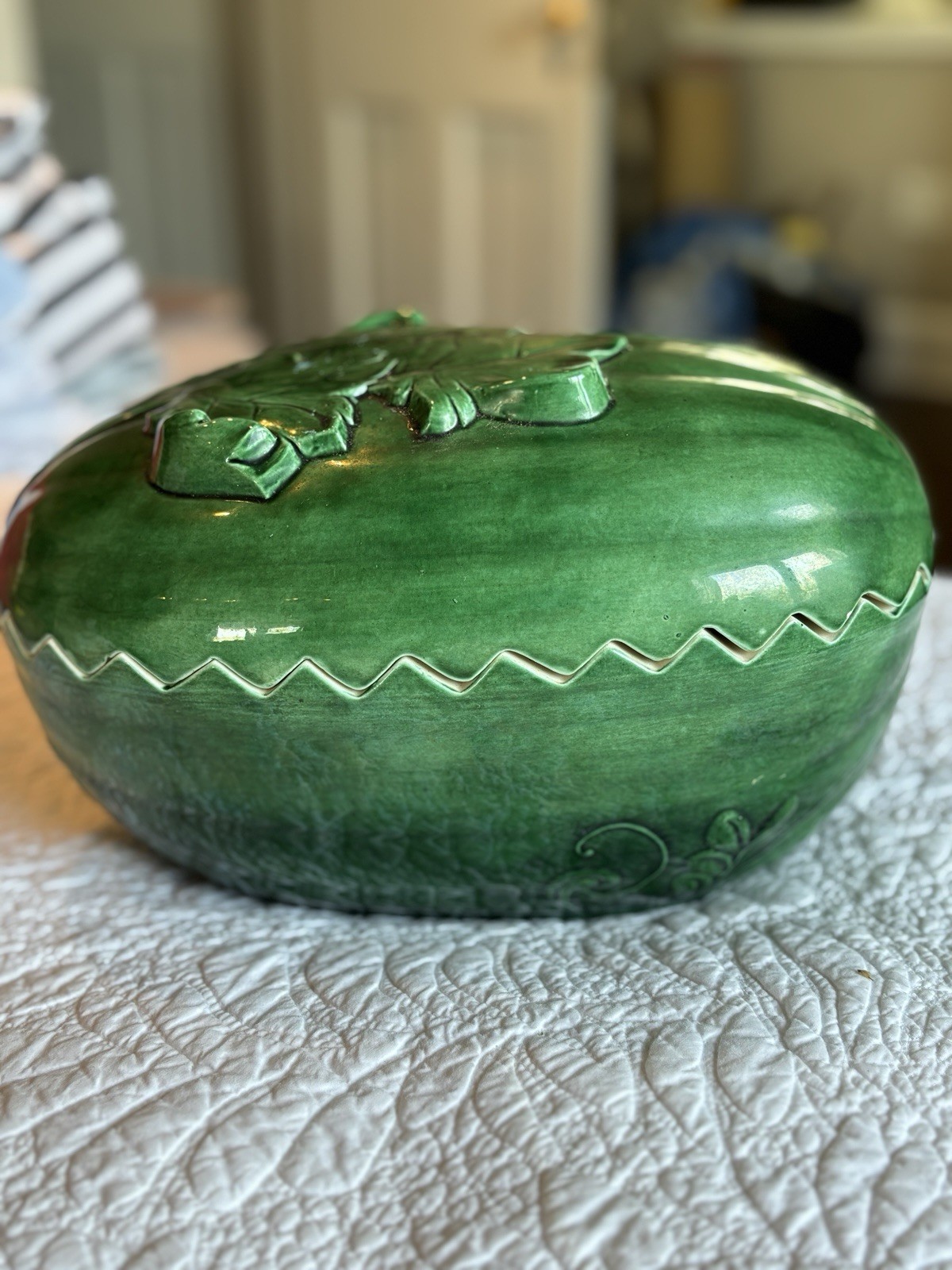 VINTAGE Majolica Watermelon Tureen with Lid