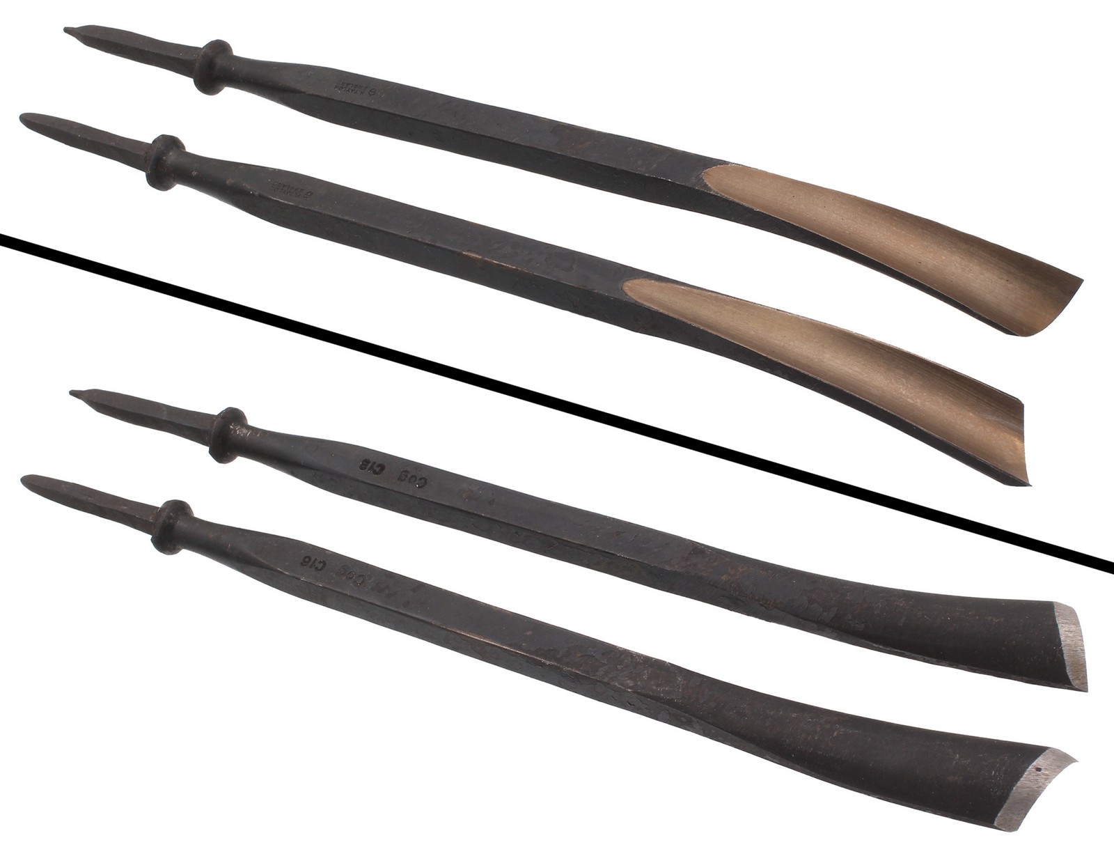 Unused/Unhafted Cog C16/Cog C18 R. & L. Back Bent Gouges-H. Taylor- mjdtoolparts