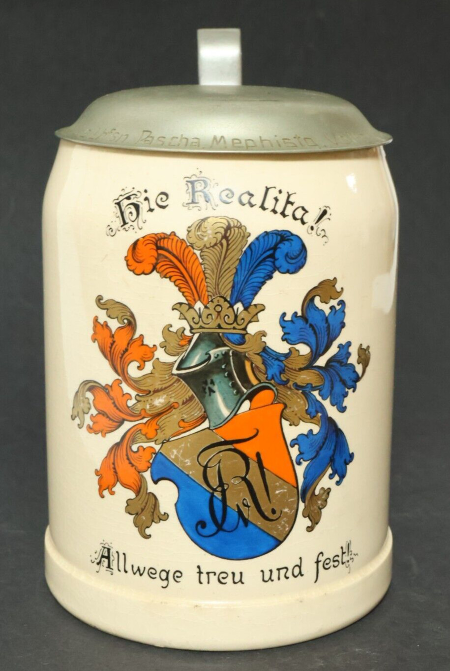 Old student jug Hie Realita students jug Studentika beer mug Zwickau 1924