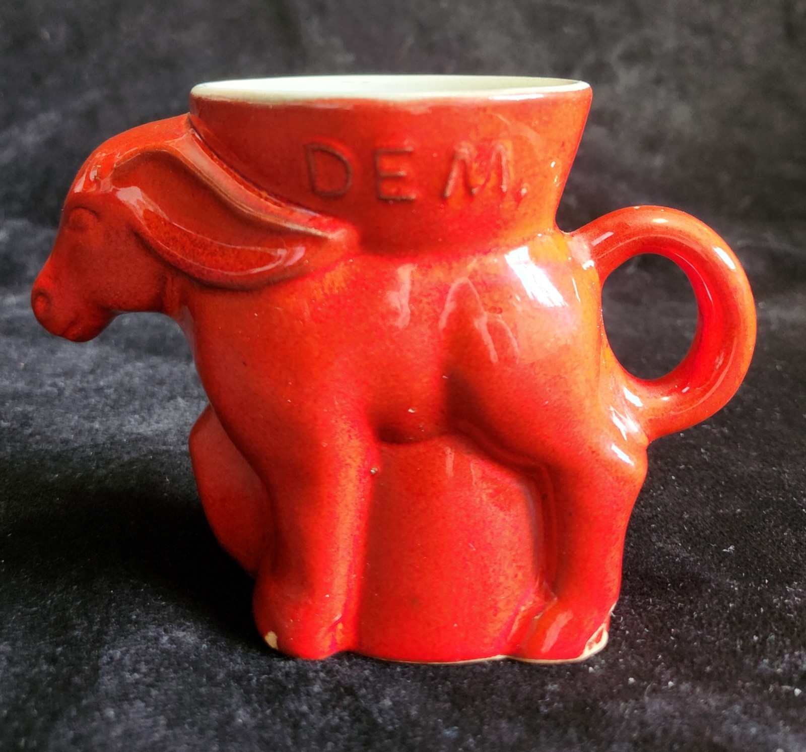 Vtg Frankoma Pottery Red Donkey Mug Cup 1976 Democrat Political Bicentennial