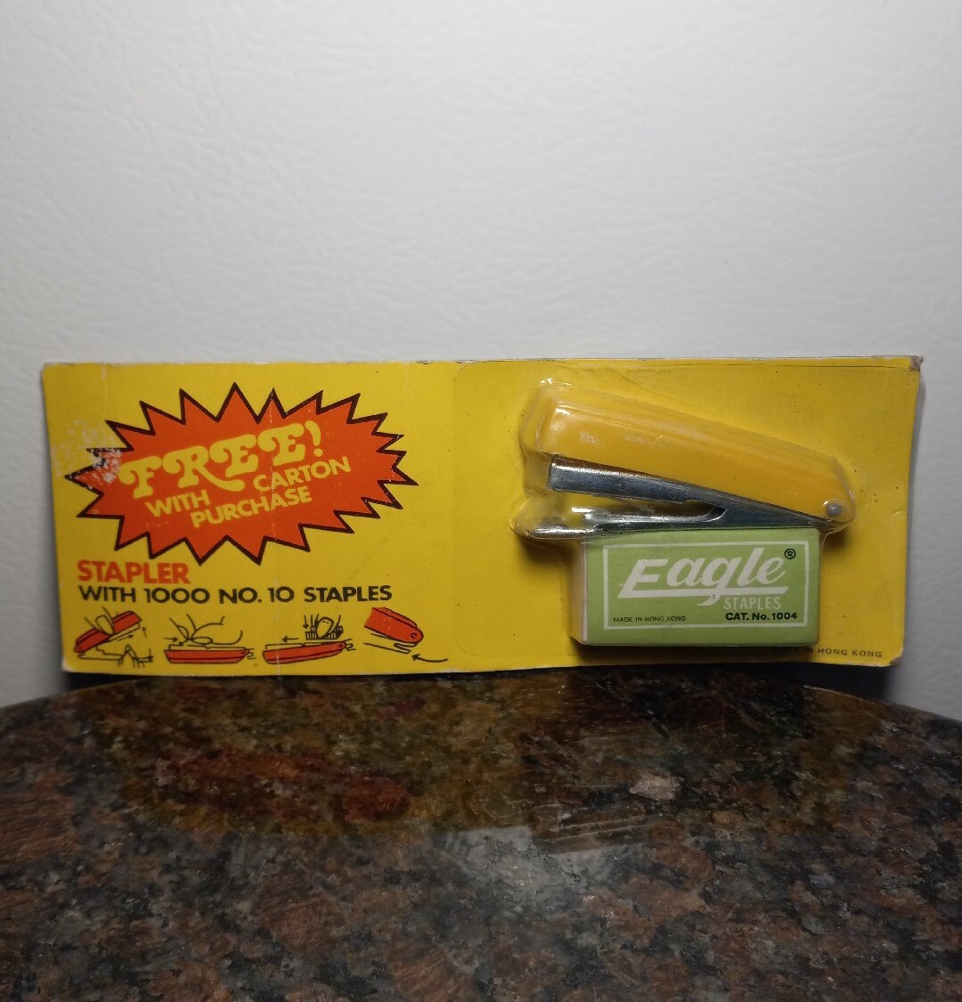 Sealed Vintage Mini Yellow Eagle Stapler Promotional Tobacco Carton Giveaway