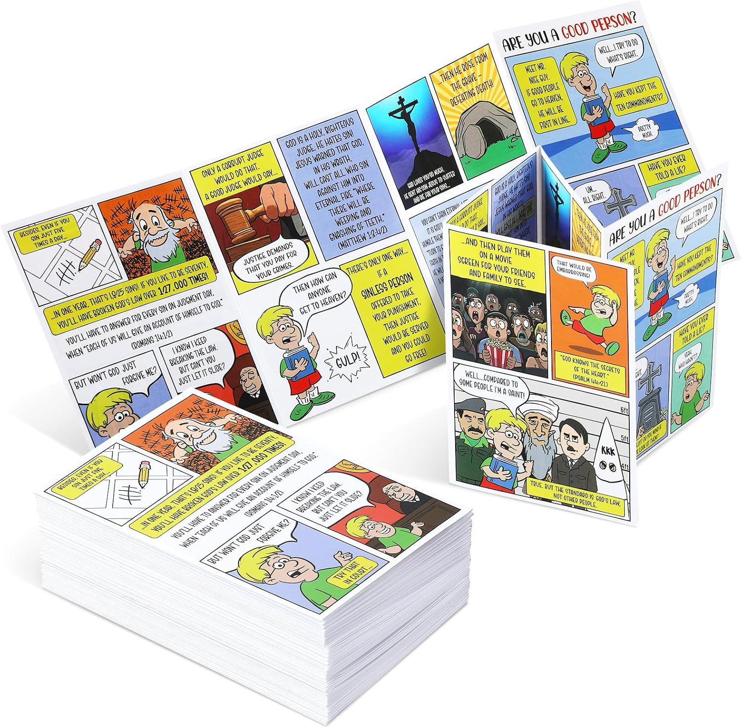 100 Pcs Gospel Tracts Christian Prayer Cards Bible Are You a Good Person