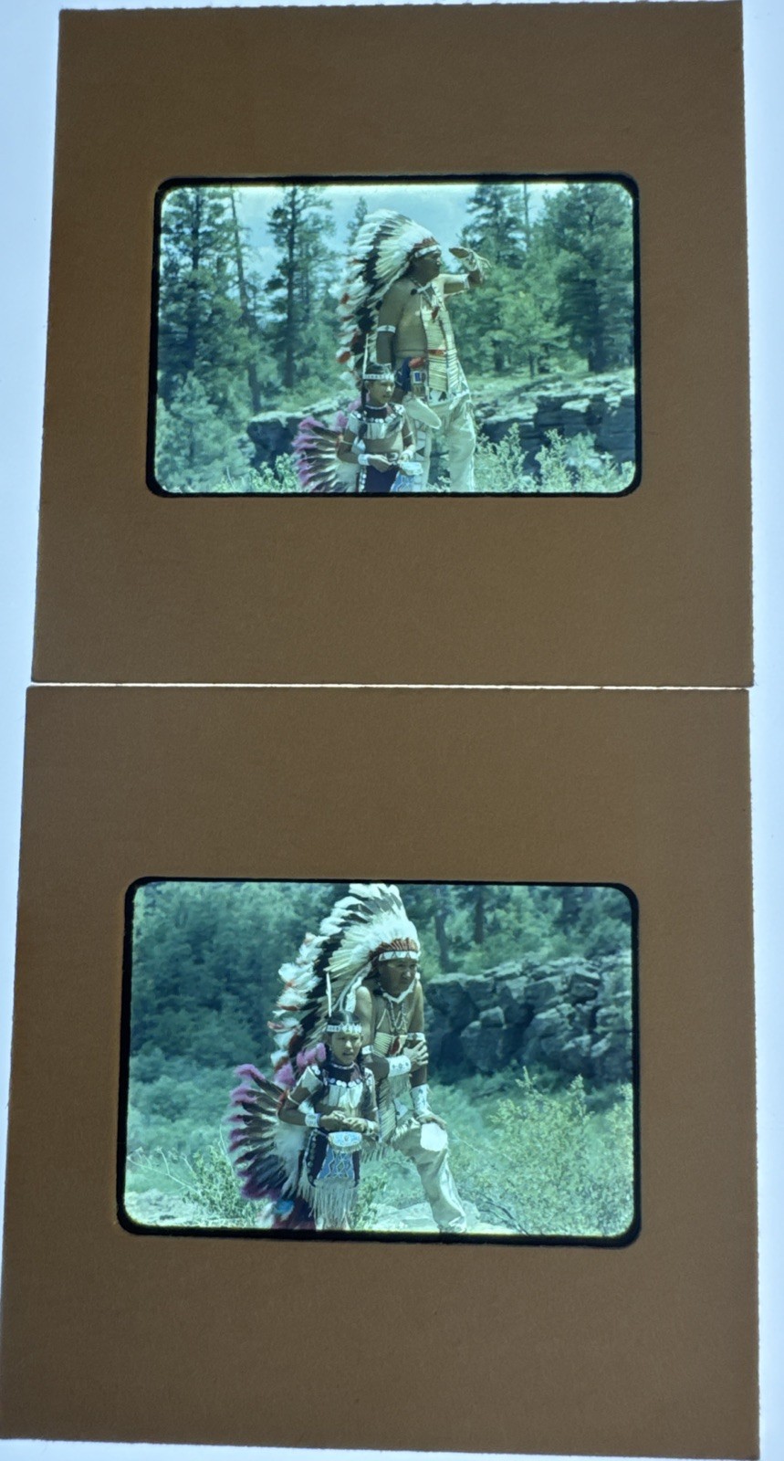 Vtg Color Slides Lot 2 Native American Headdress Father Child Forest Phoenix