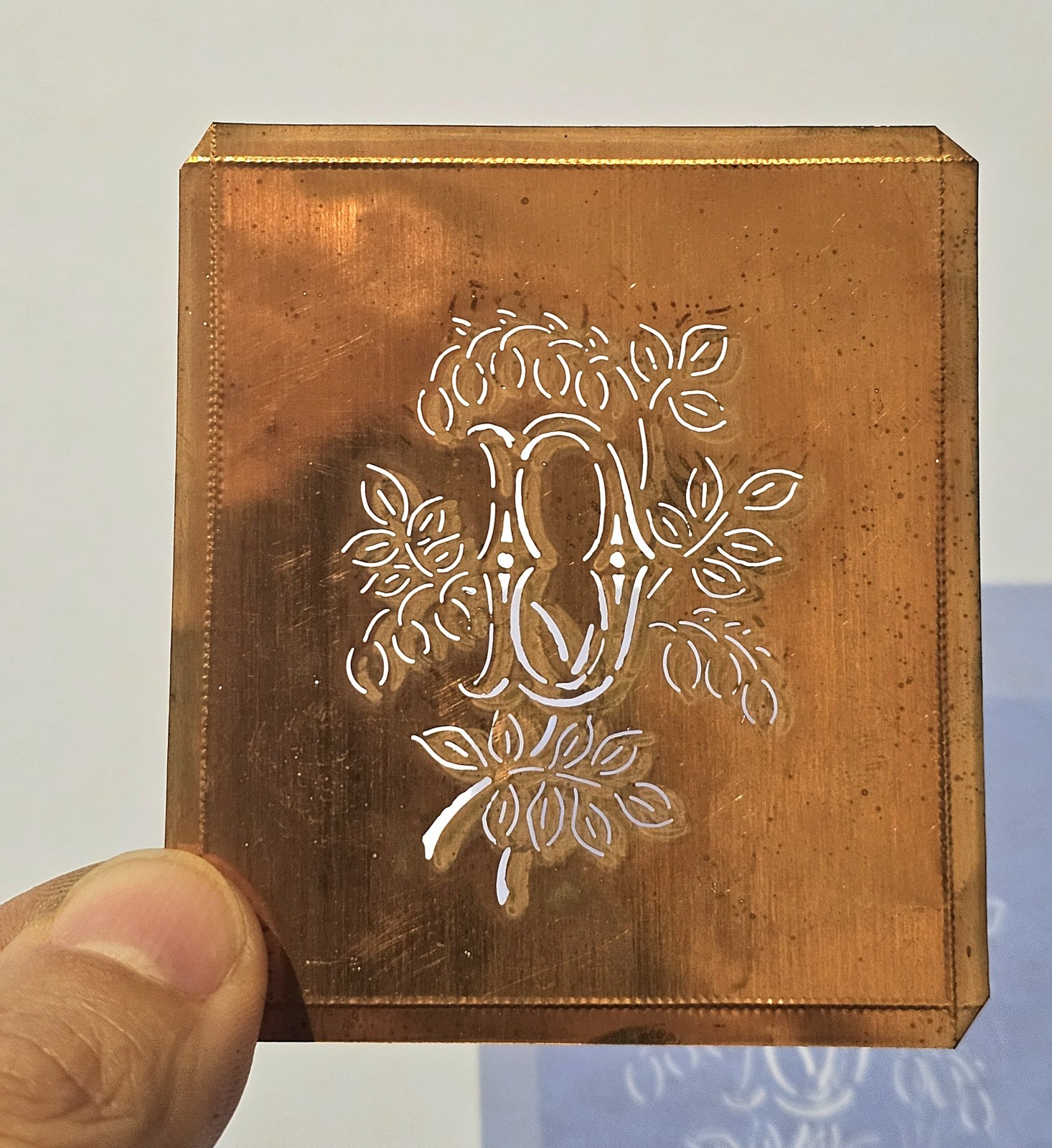 Antique Copper Monogram Stencil Letter D – Ornate Alphabet Plate c.1880–1920 D4