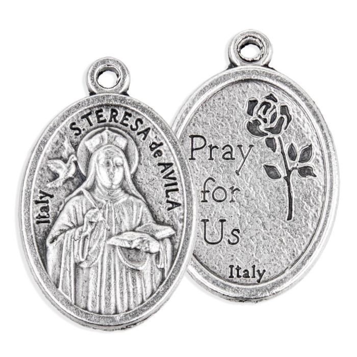Saint St. Teresa of Avila - Pray for Us - Oxidized Die Cast Italian 1
