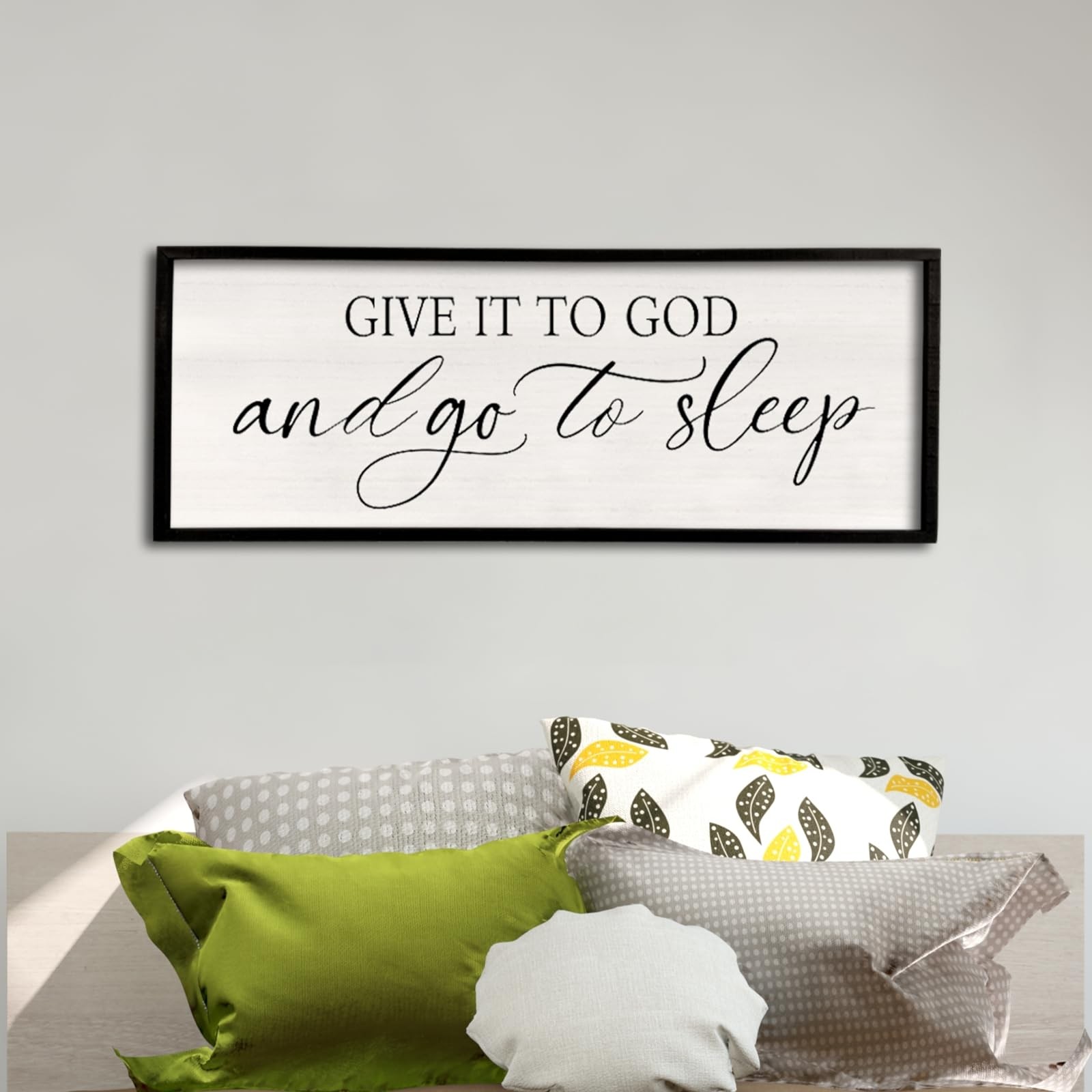 comurdyo Give It To God And Go to Sleep Sign 40\'\'×15\'\' Black Wall Decor
