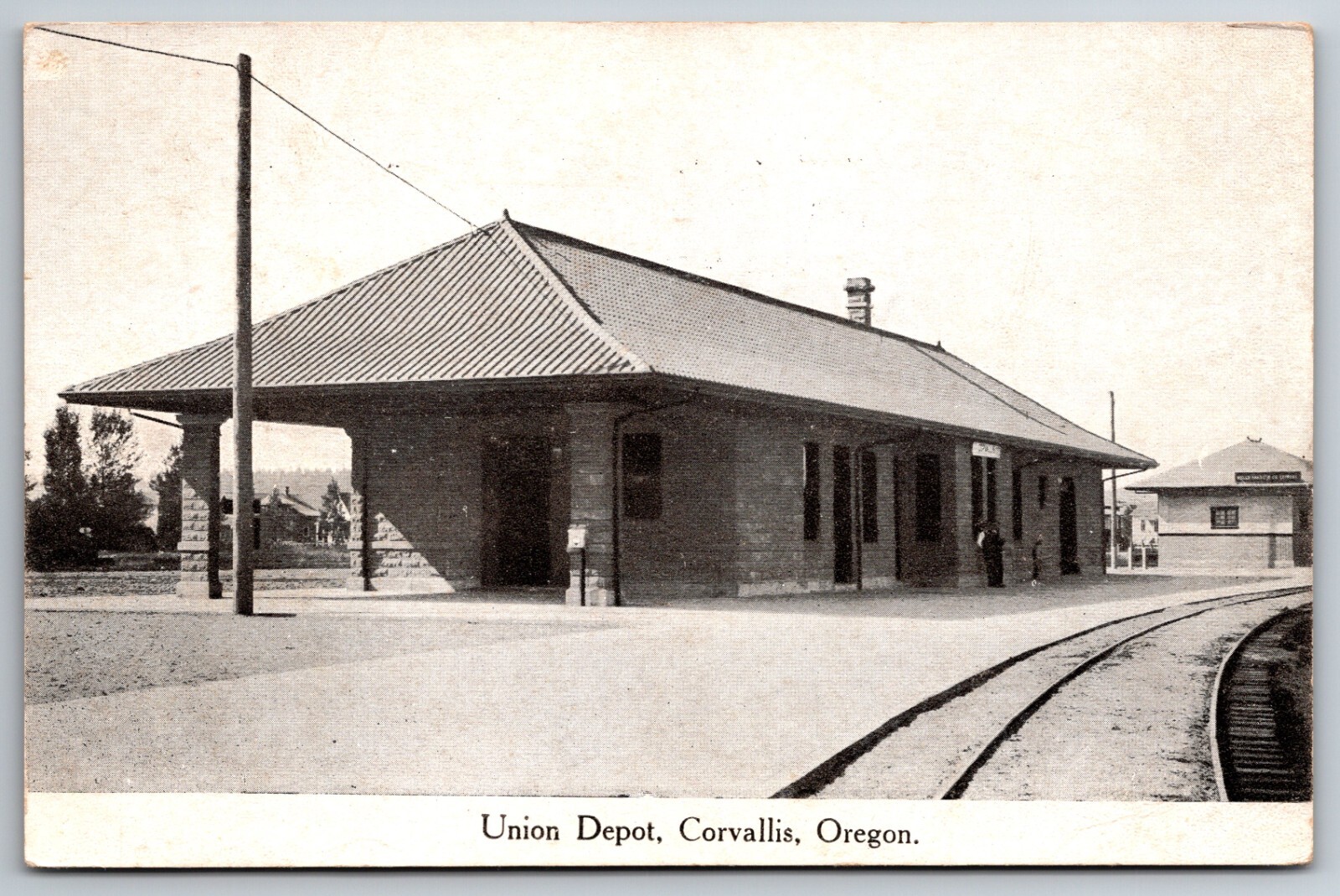 Union Depot Corvallis Oregon OR Posted 1916? Black and White Printed  Postcard