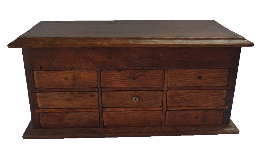 Vintage Wooden Watchmaker Cabinet - 9 Drawers & Top Compartment - Cedar Wood