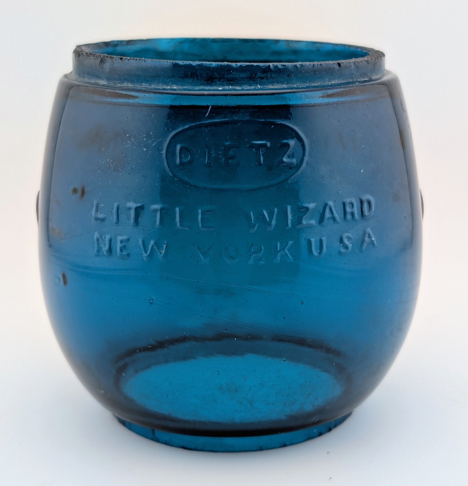 Vintage Dietz Little Wizard BLUE Glass Lantern Globe Loc-Nob Syracuse, NY USA