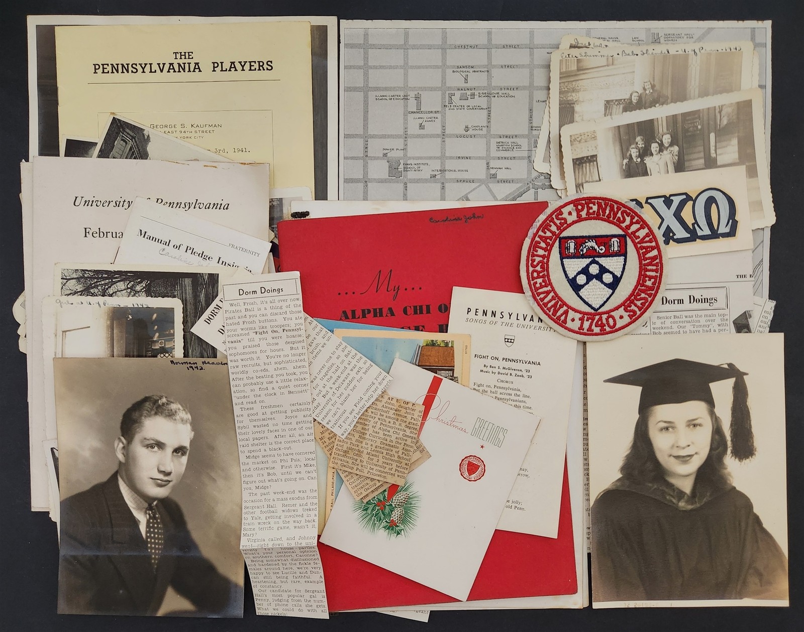1942 vintage UNIVERSITY of PENNSYLVANIA lot PHOTOS PAPER bayside ny Carol JOHN