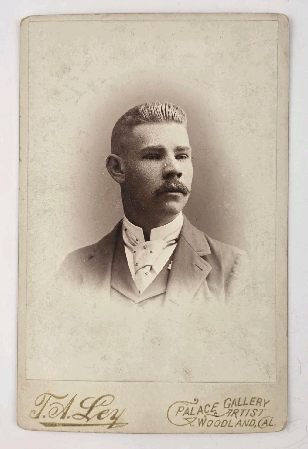 Antique Cabinet Card Photo Handsome Victorian Man Nice Mustache Ley Woodland CA Antique Cabinet Card Photo Handsome Victorian Man Nice Mustache Ley Woodland CA