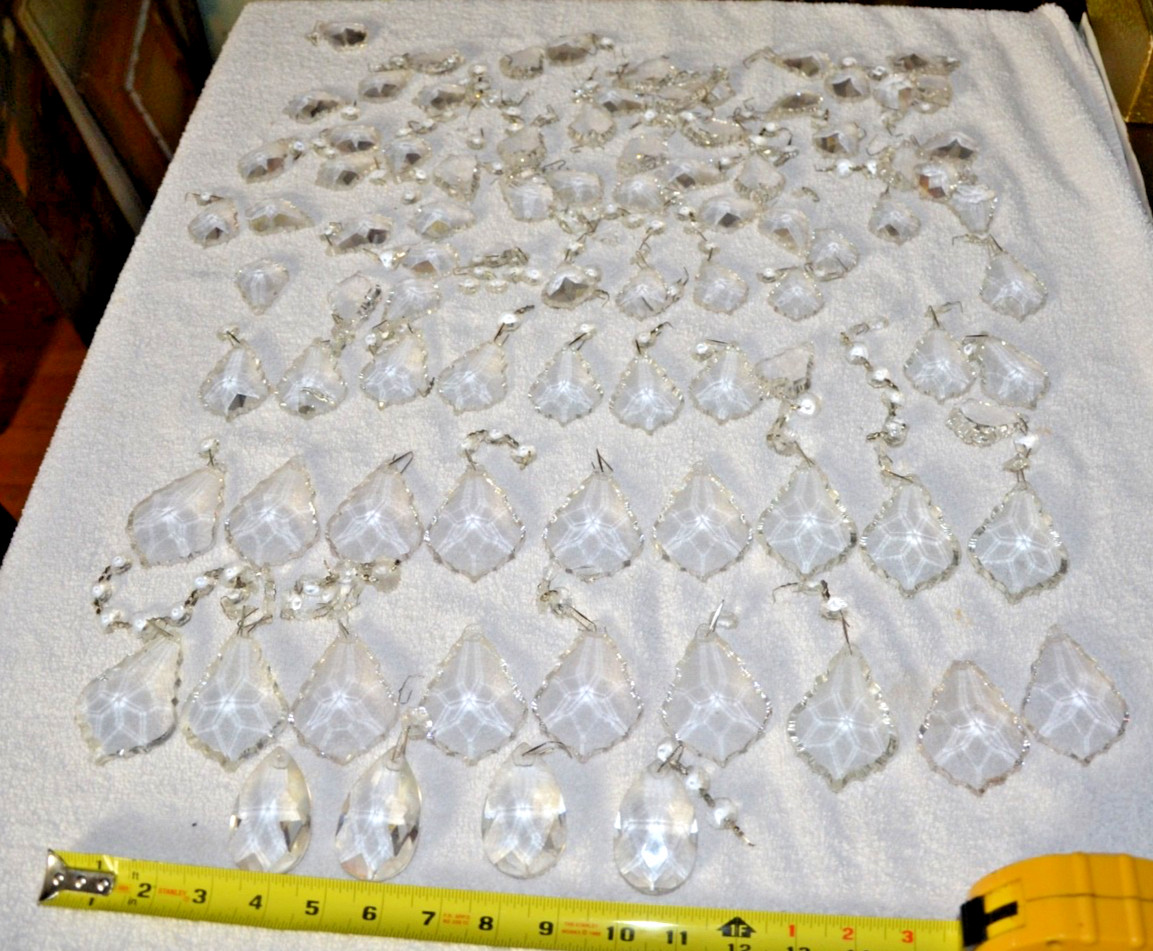 Large Lot Of Antique/Vintage Authentic Leaded Glass Crystal Chandelier prisms