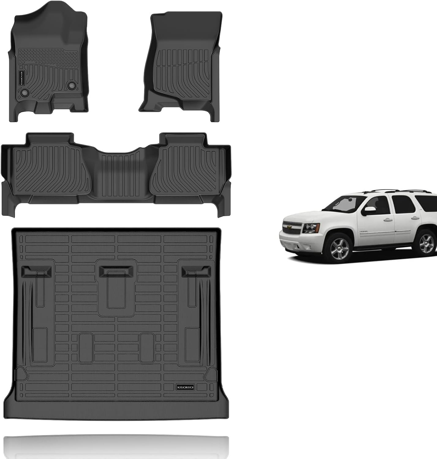 KELCSEECS® Floor Mats & Cargo Liner for 2007-2014 Chevy Tahoe 8Seats(Not for Hy KELCSEECS® Floor Mats & Cargo Liner for 2007-2014 Chevy Tahoe 8Seats(Not for Hy