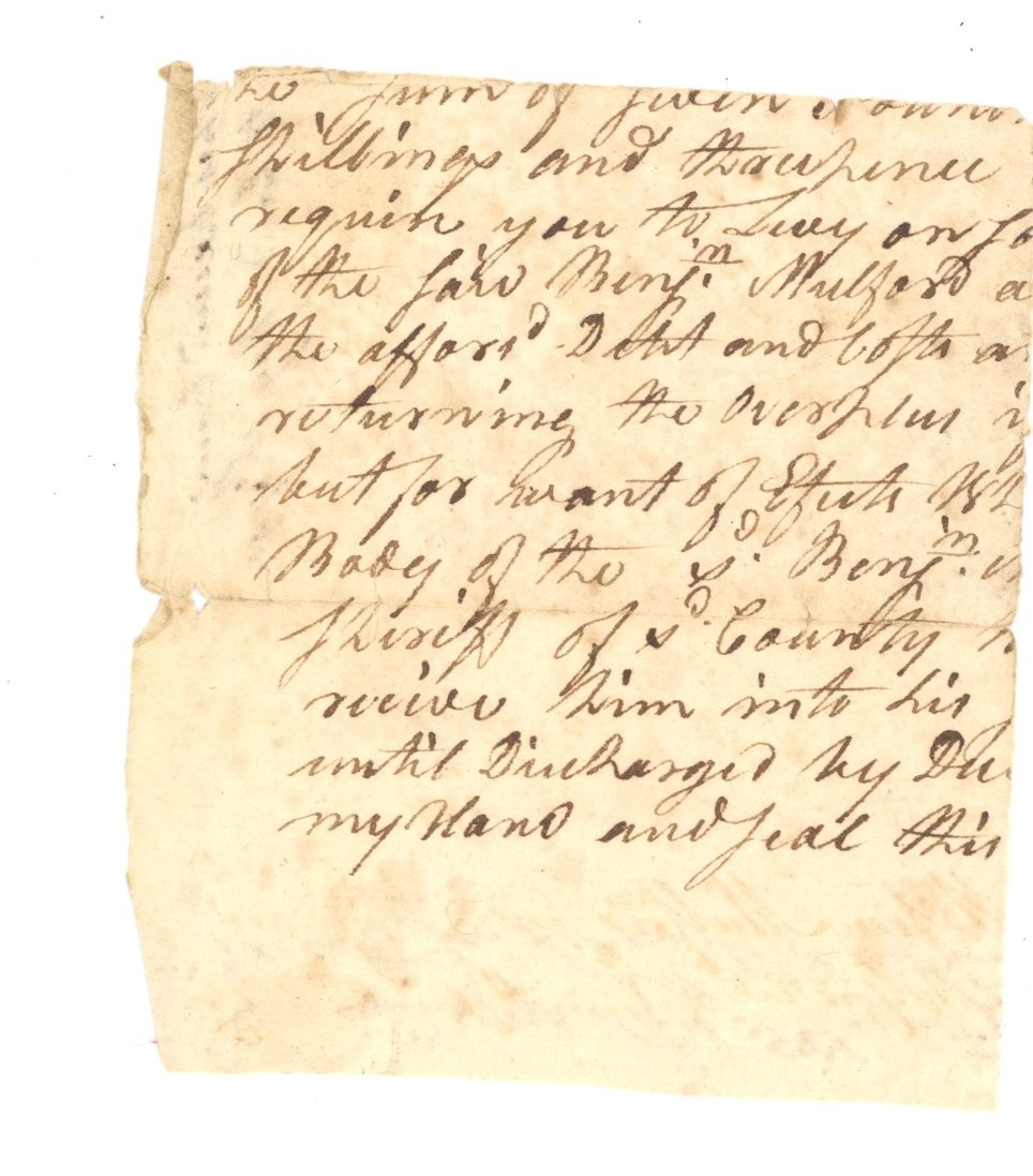 1790 New Jersey Debtor Execution Warrant Manuscript Benjamin Mulford Rev War Vet