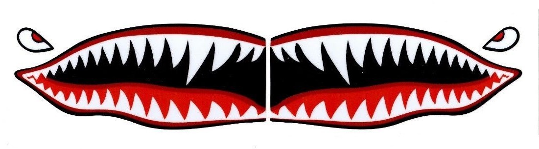 Flying Tigers shark teeth decal sticker 3” tall x 7” long WWII Military Airplane Flying Tigers shark teeth decal sticker 3” tall x 7” long WWII Military Airplane