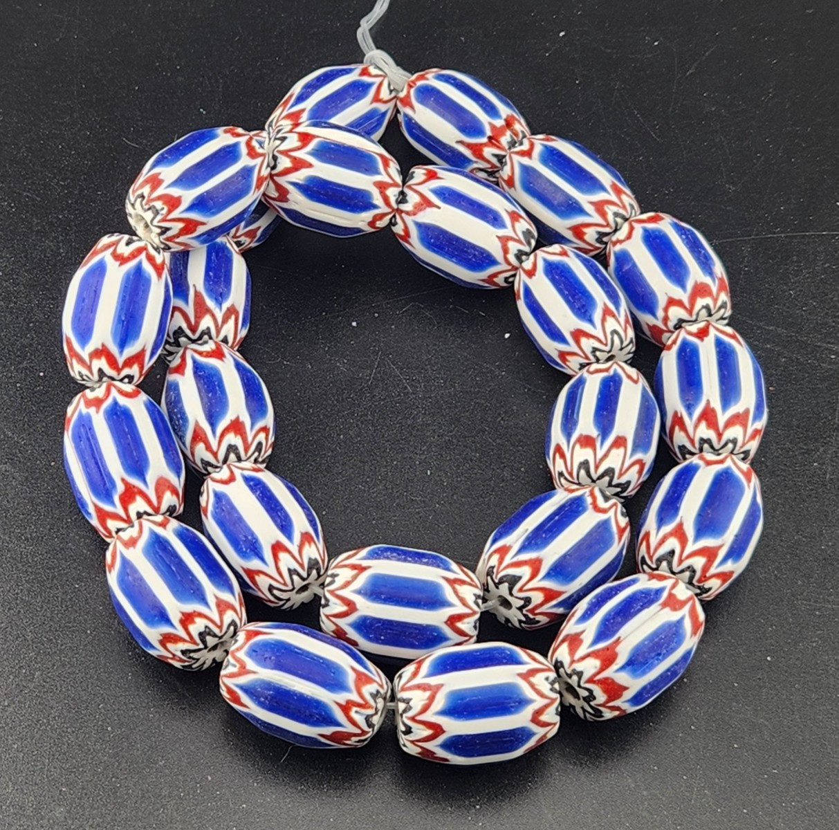 vintage ventian style african chevron beads multi colur 19mm beautifull beads