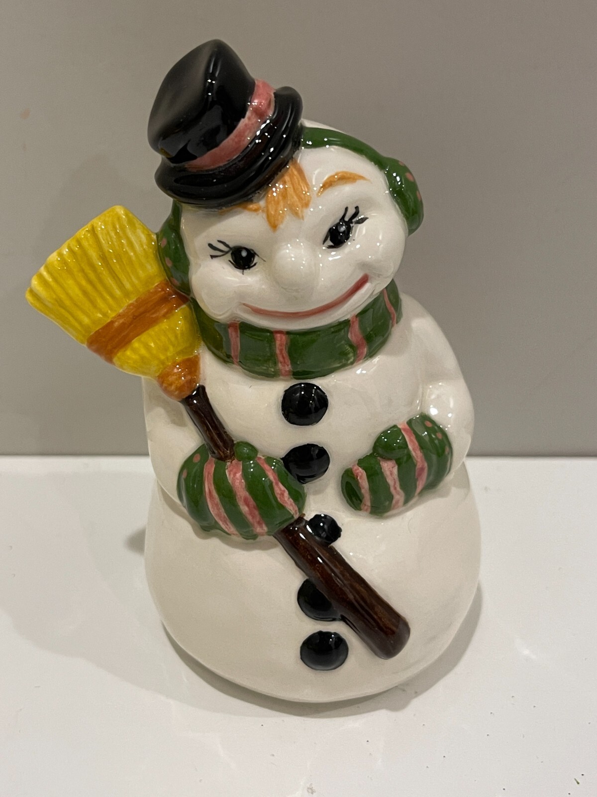 VTG Hand painted Ceramic Mold Snowman. Signed BLM 5\