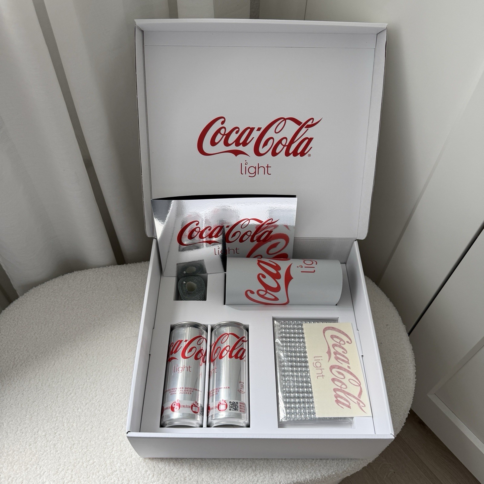RARE Coca-Cola Light Promo PR Box Limited Edition DIY Disco Bedazzled Can Set