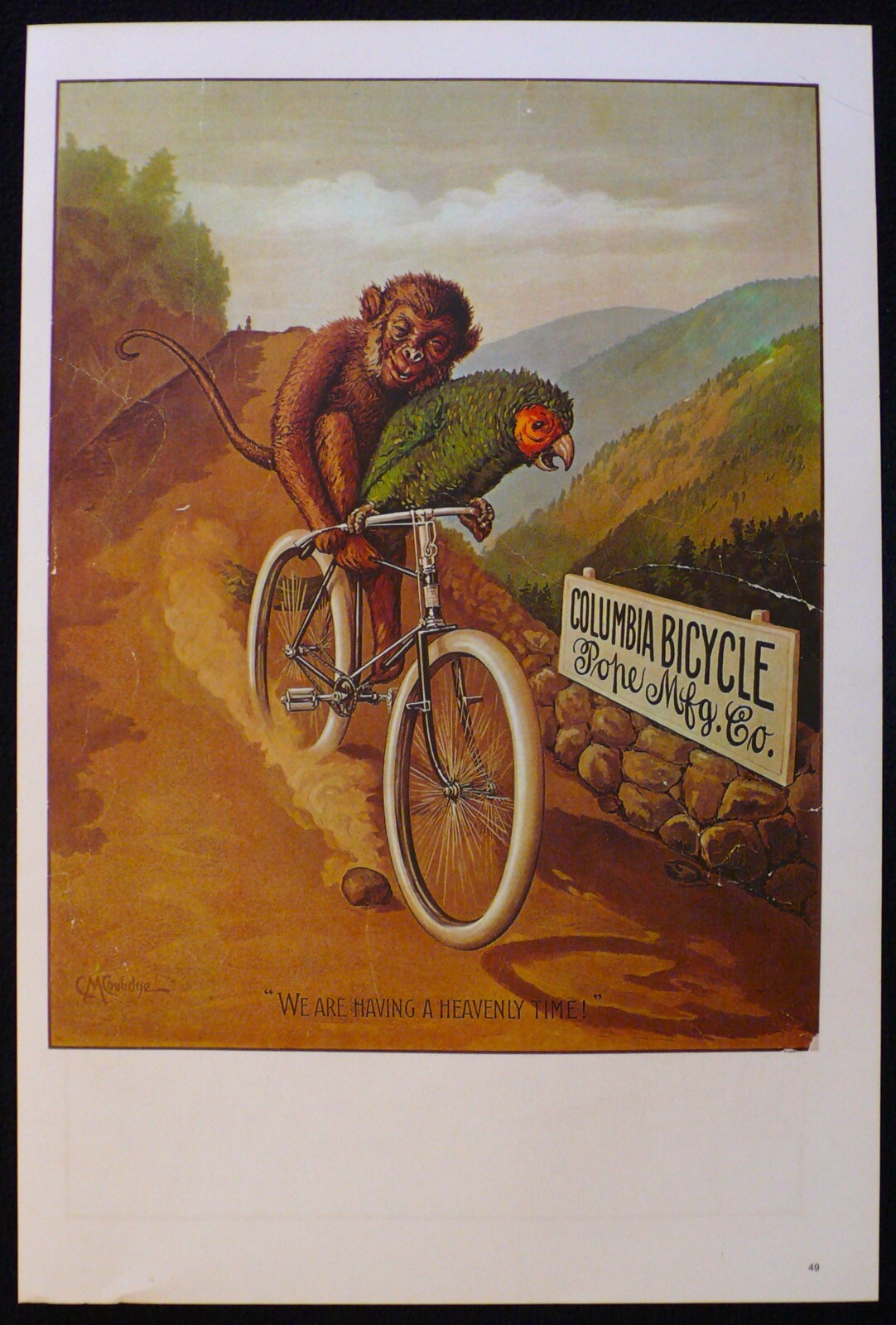 Columbia Bicycle Pope Manufacturing Co. Vintage Poster 1973 Print Repro