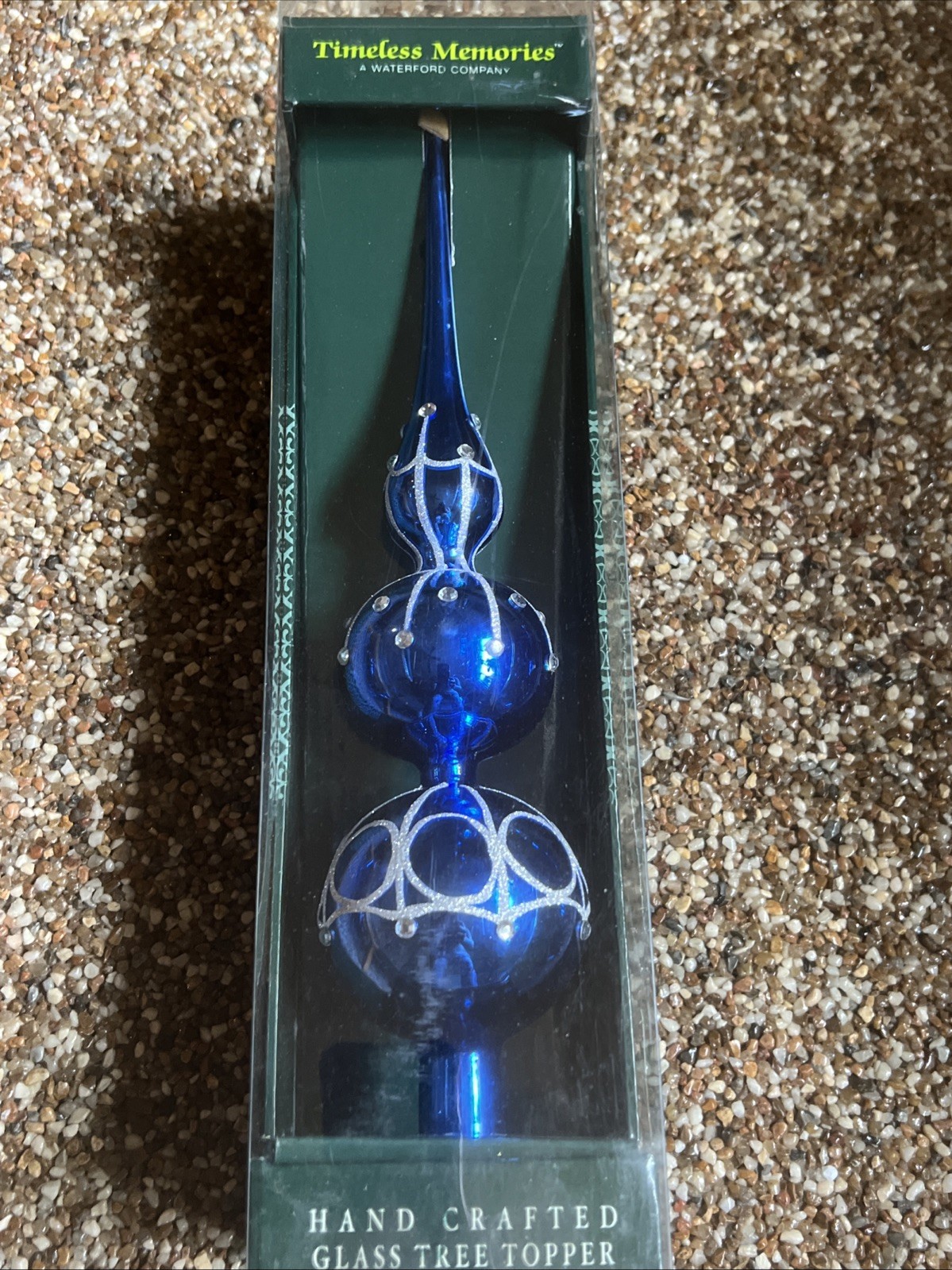 Waterford Christmas Tree Topper Finial-Timeless Memories Hand Made Blue/Silver