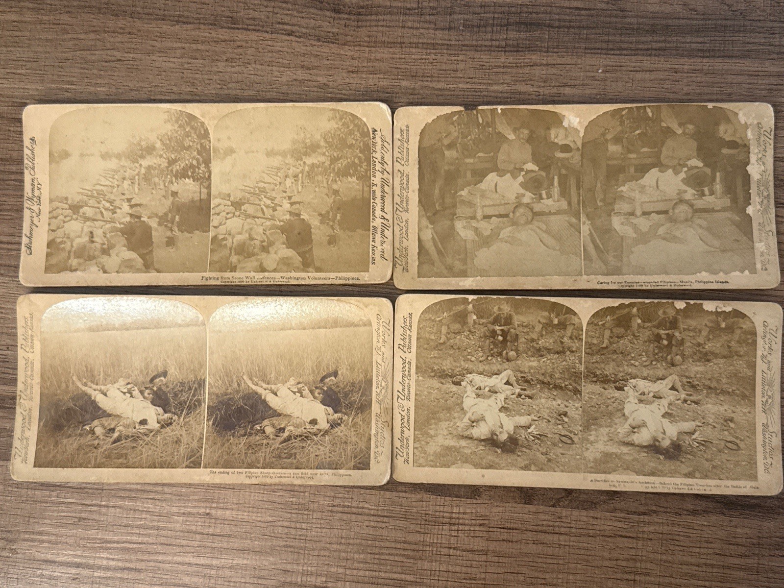 Lot of 4 Antique Philippine-American War Stereoviews Underwood & Underwood