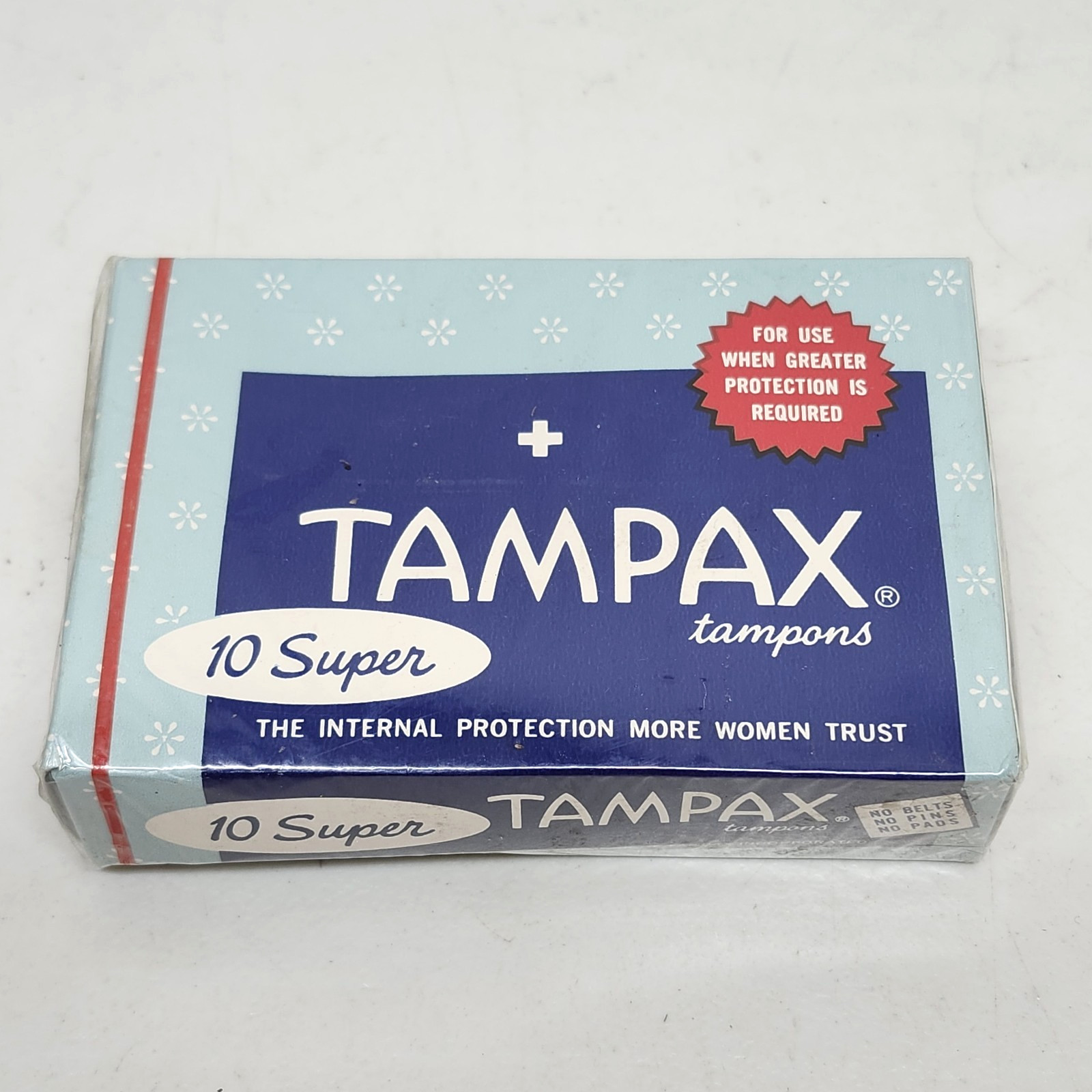 Vintage 1950s TAMPAX Tampons Box Sealed NOS 10 Super