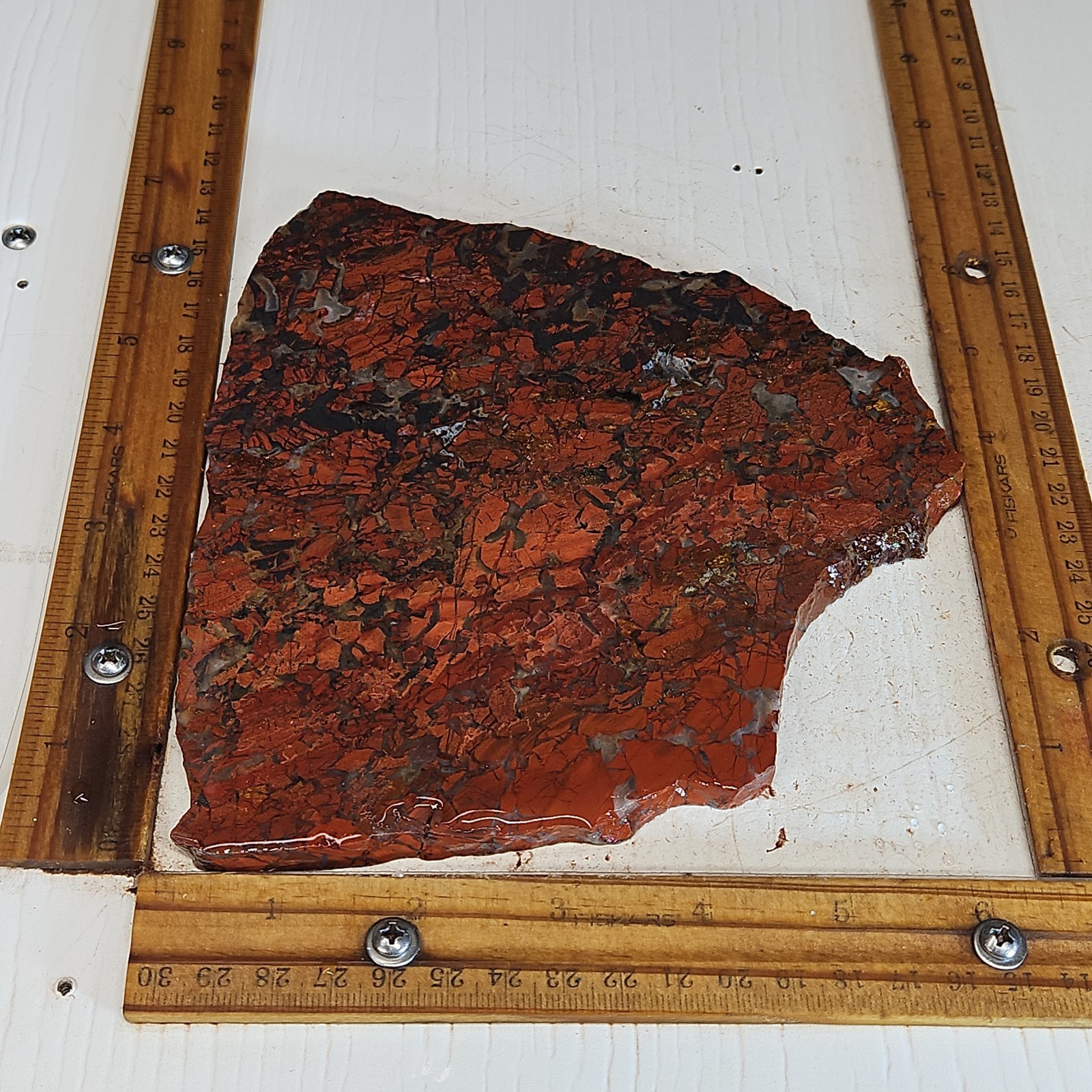 Painted Valley Tabu Tabu Jasper slab Africa. Deep red brecciated color 13.6OZ.