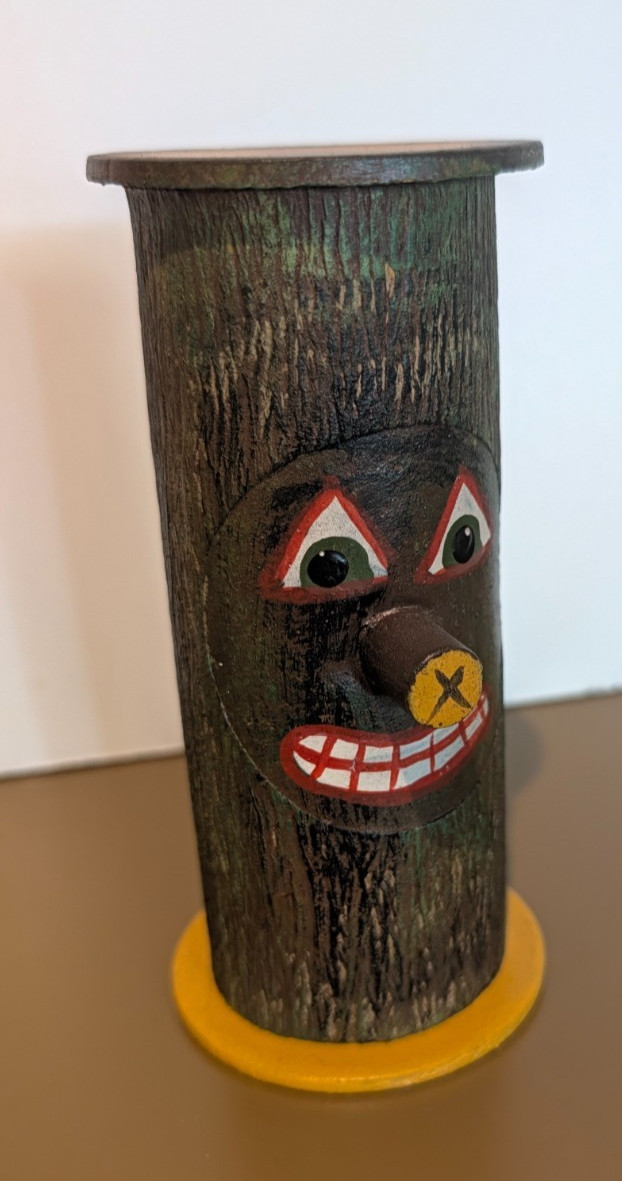 Vintage West Germany Halloween Tree Trunk Goblin Character Candy Container