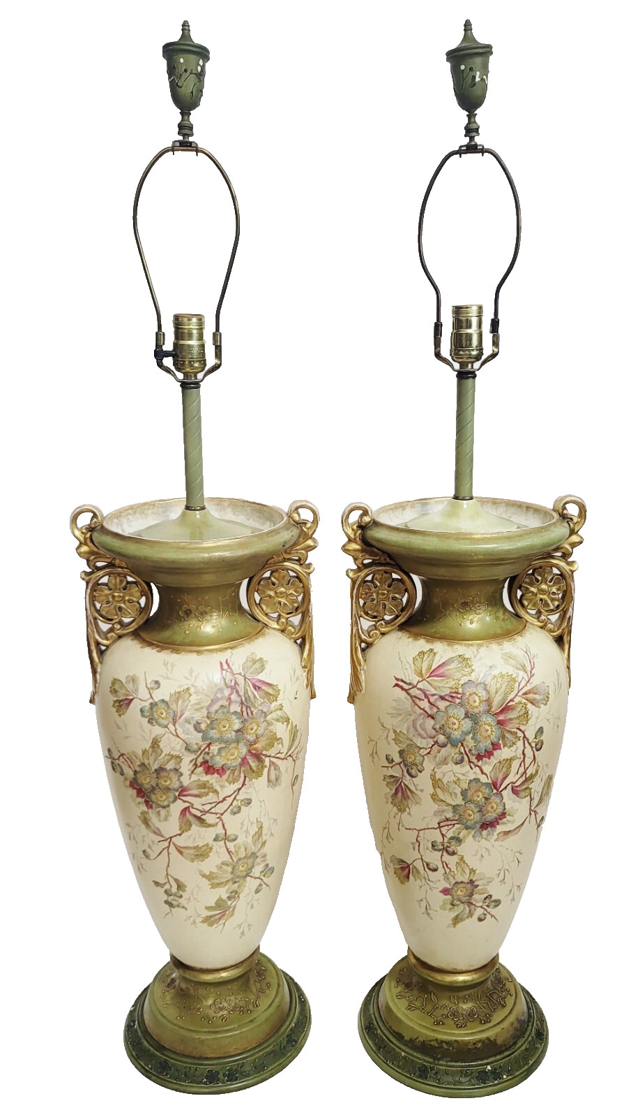 PAIR Monumental Antique GERMAN 19th C ROYAL BONN PORCELAIN Urn VASES as LAMPs PAIR Monumental Antique GERMAN 19th C ROYAL BONN PORCELAIN Urn VASES as LAMPs