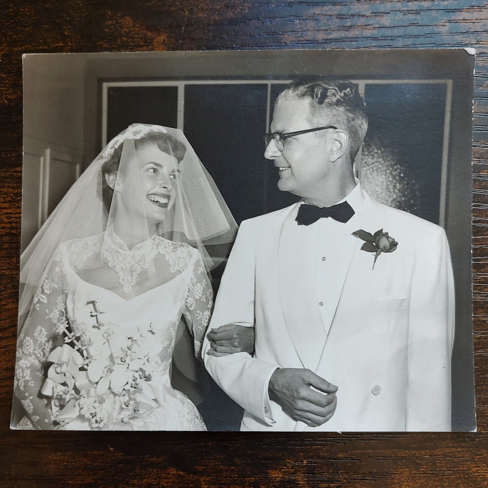 Cute Couple Bride Groom Wedding / Vintage Snapshot Found Photo