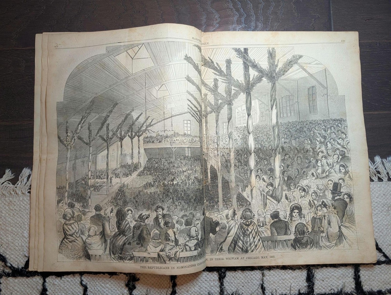 1860 Lincoln Nominated at Chicago Wigwam Republican Convention Centerfold May 19