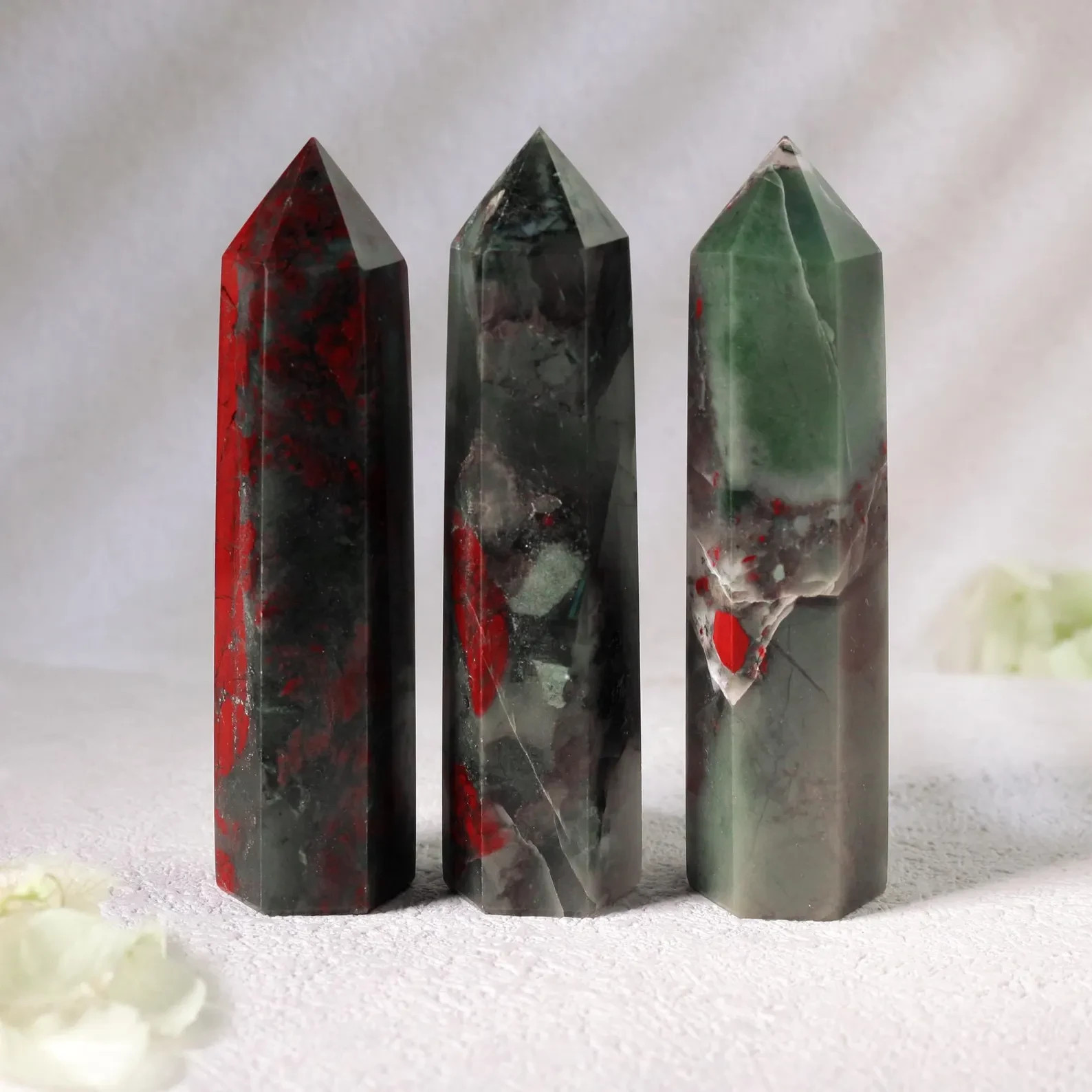 Natural African Bloodstone Tower Healing Crystal Obelisk Home Desk Decor Gift