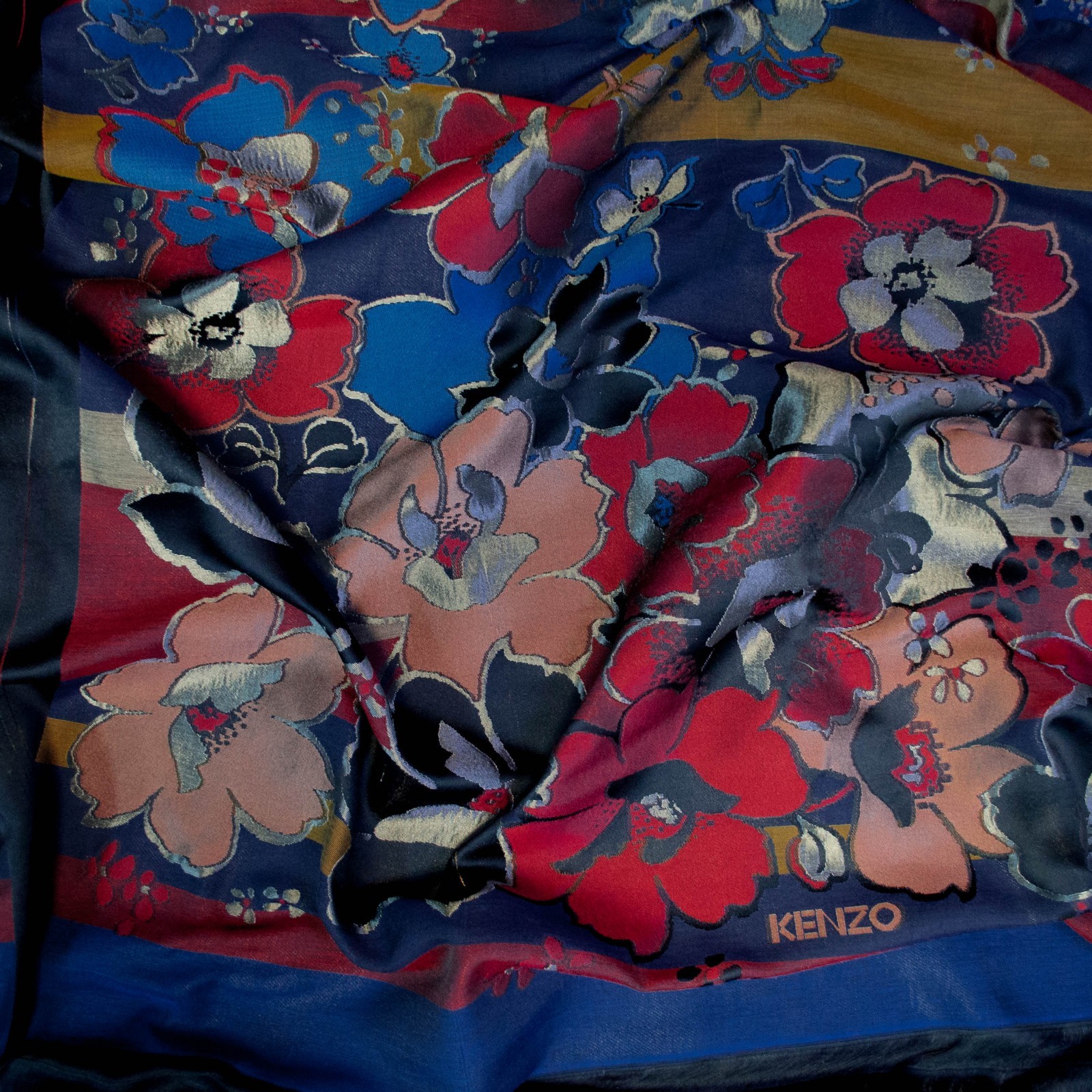 Vintage KENZO authentic Jacquard Scarf Panel Fabric Deadstock 185 x 145cm Defect