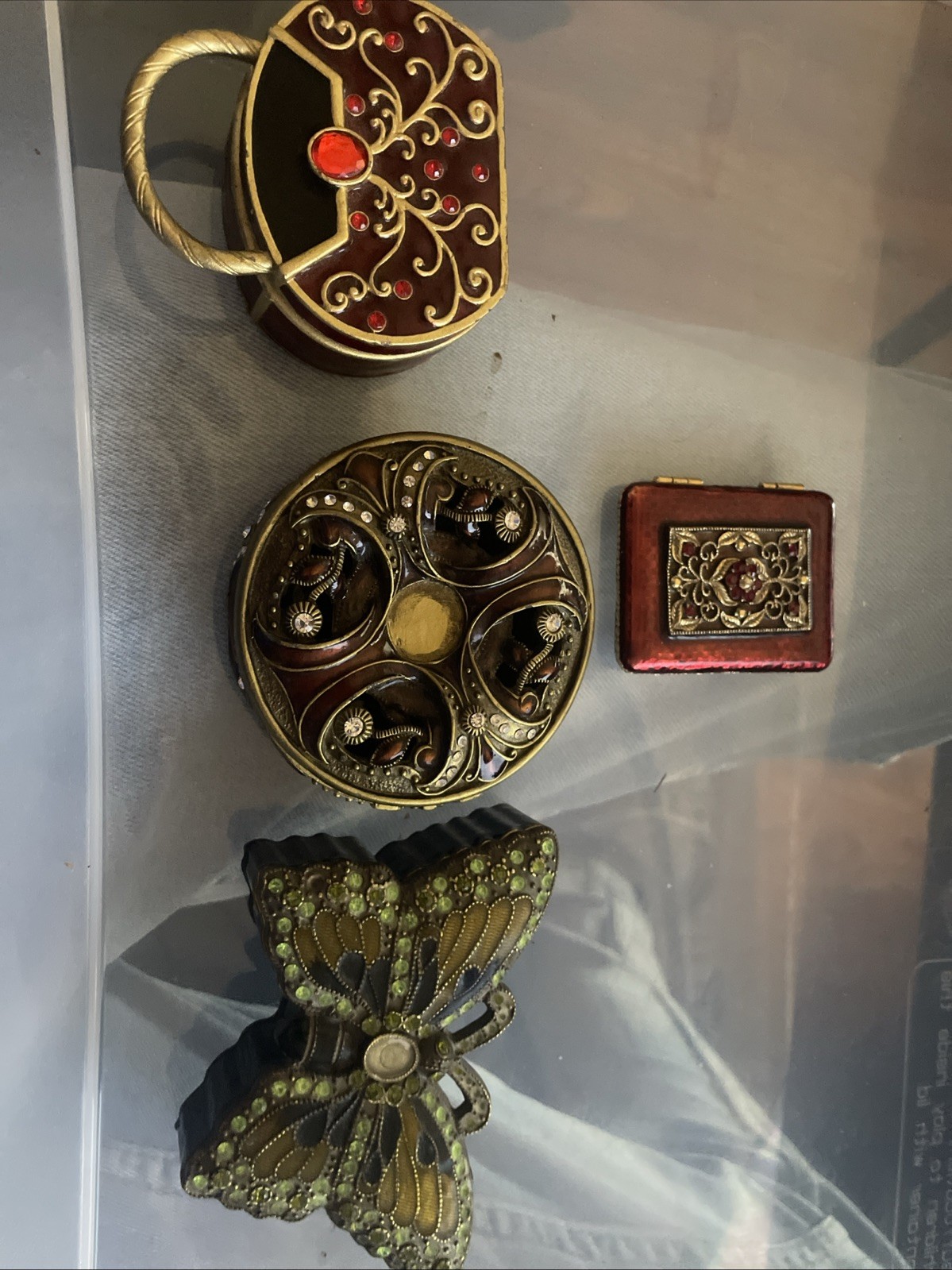 Lot Of 4 Vintage Trinket Box/mirror